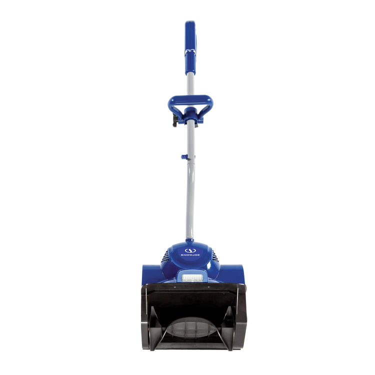Front view of the Snow Joe 10-amp 11-inch electric snow shovel with headlight.
