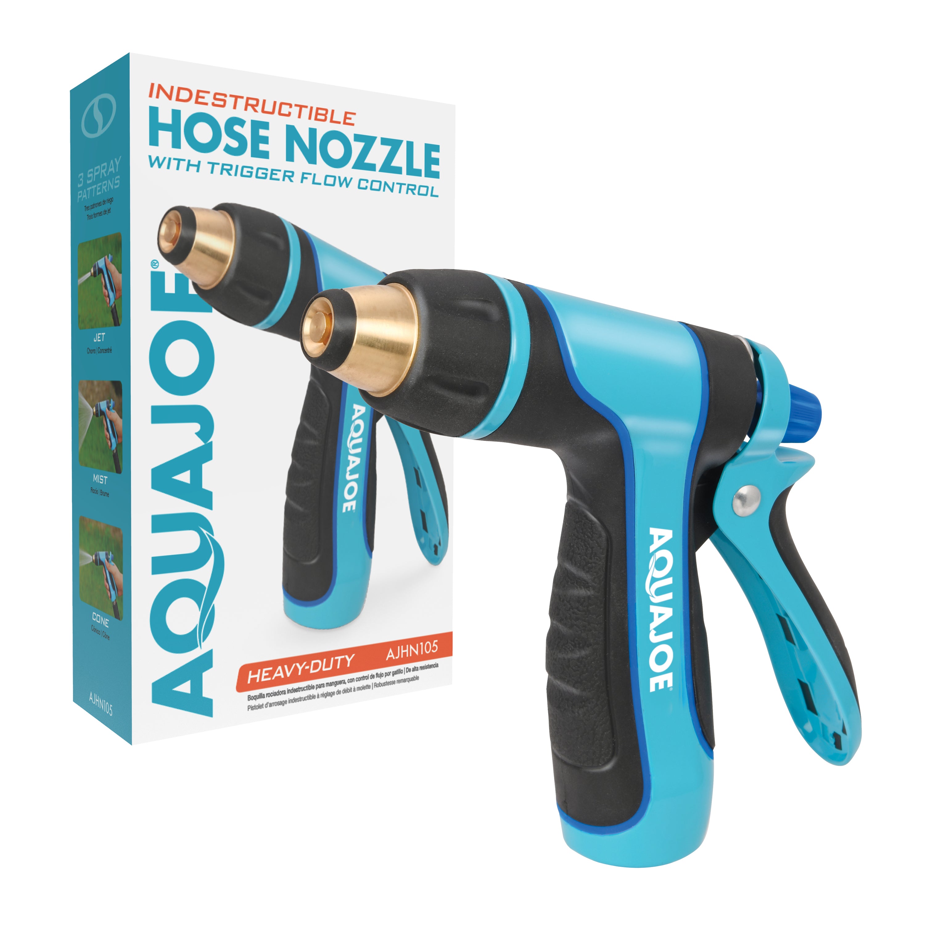 jet spray attachment for garden hose Aqua Joe Indestructible Multi-Function Adjustable Hose Nozzle