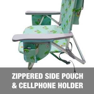 Zippered side pouch and cellphone holder.