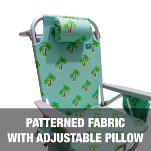 Patterned fabric with adjustable pillow.