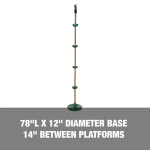78 inches long with a 12-inch diameter base and 14-inches between platforms.