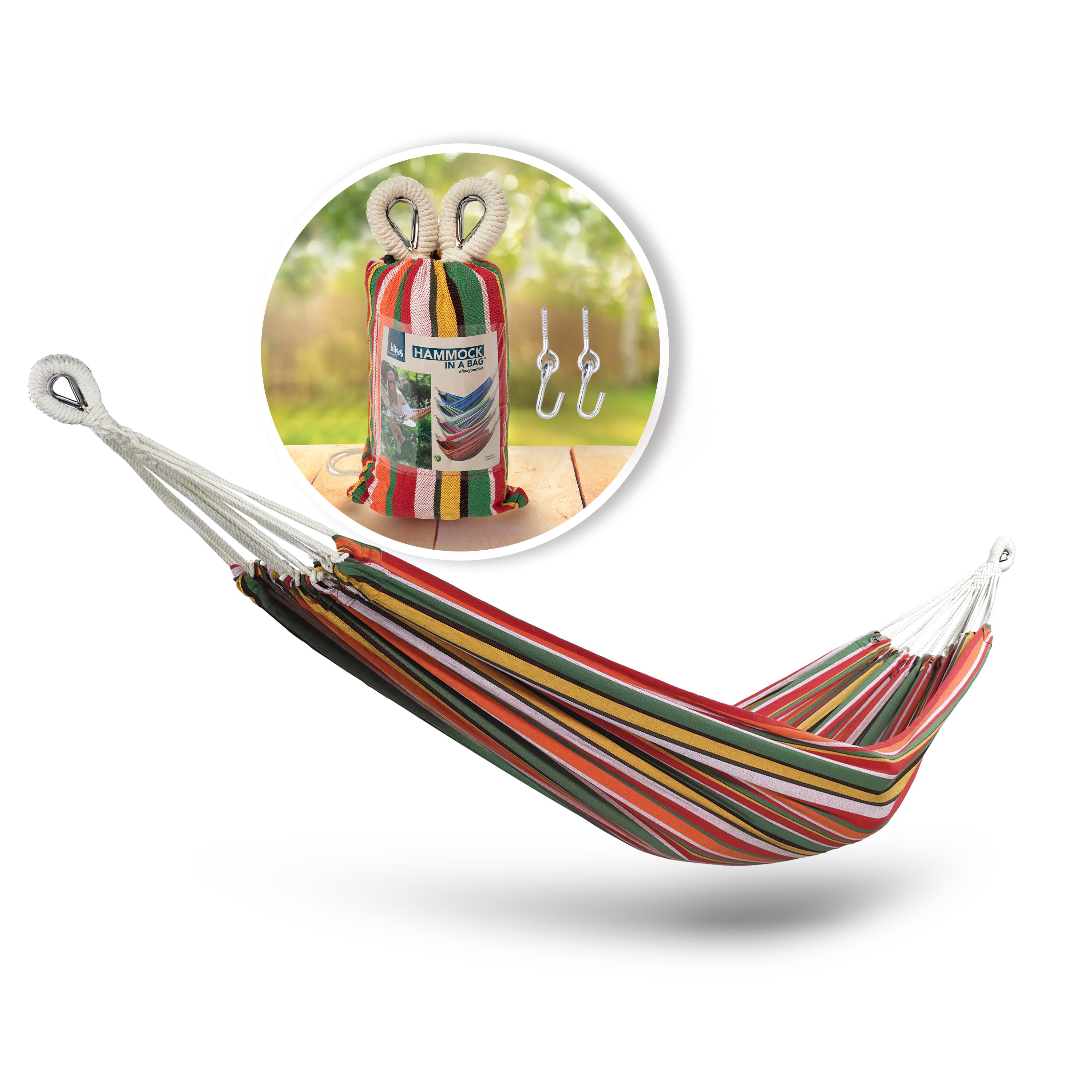 hängematte 400 cm Bliss Hammocks BH-400-CM Hammock in a Bag w/ Rope loops & Hanging Hard