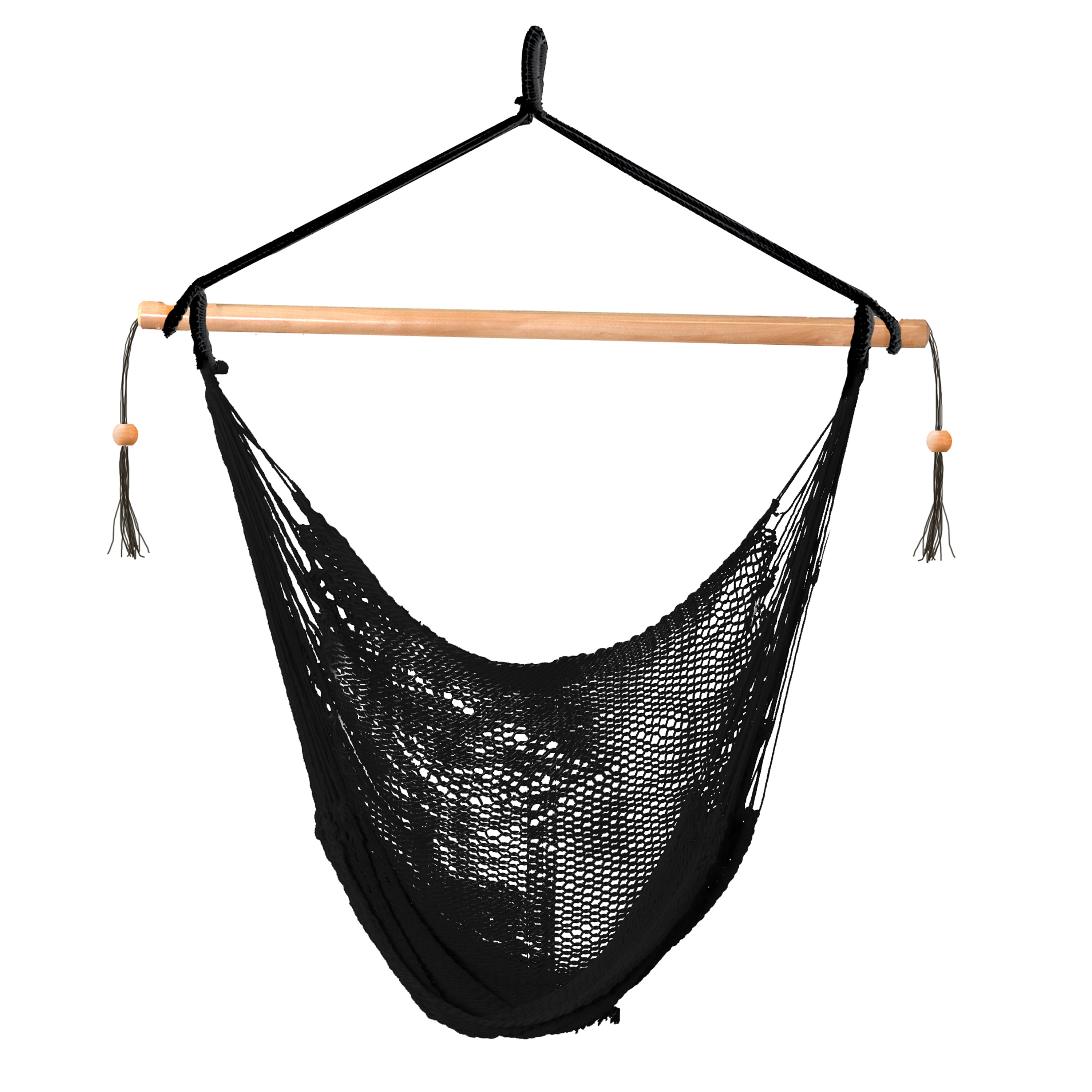 Bliss Hammocks 40-inch Black Island Rope Hammock Chair.
