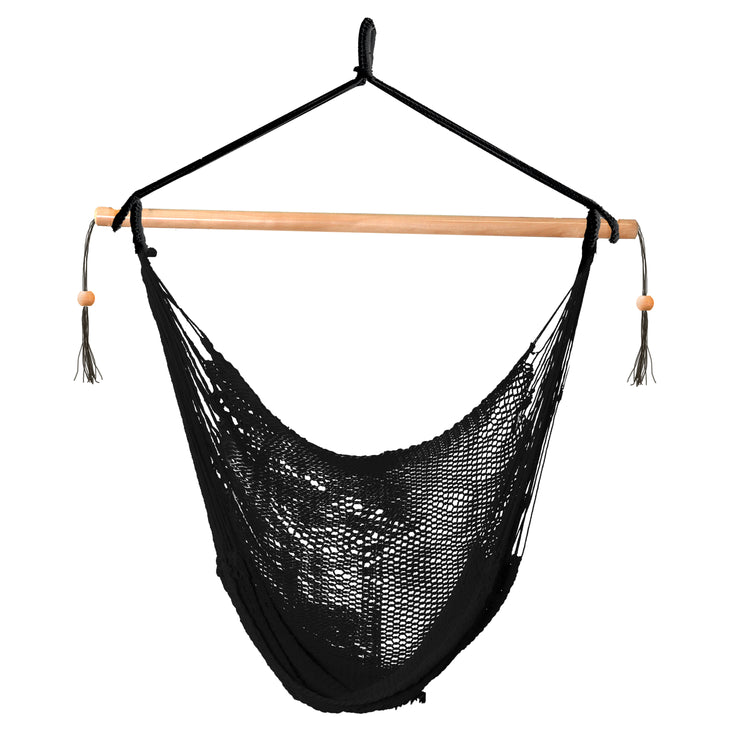 Bliss Hammocks 40-inch Black Island Rope Hammock Chair.