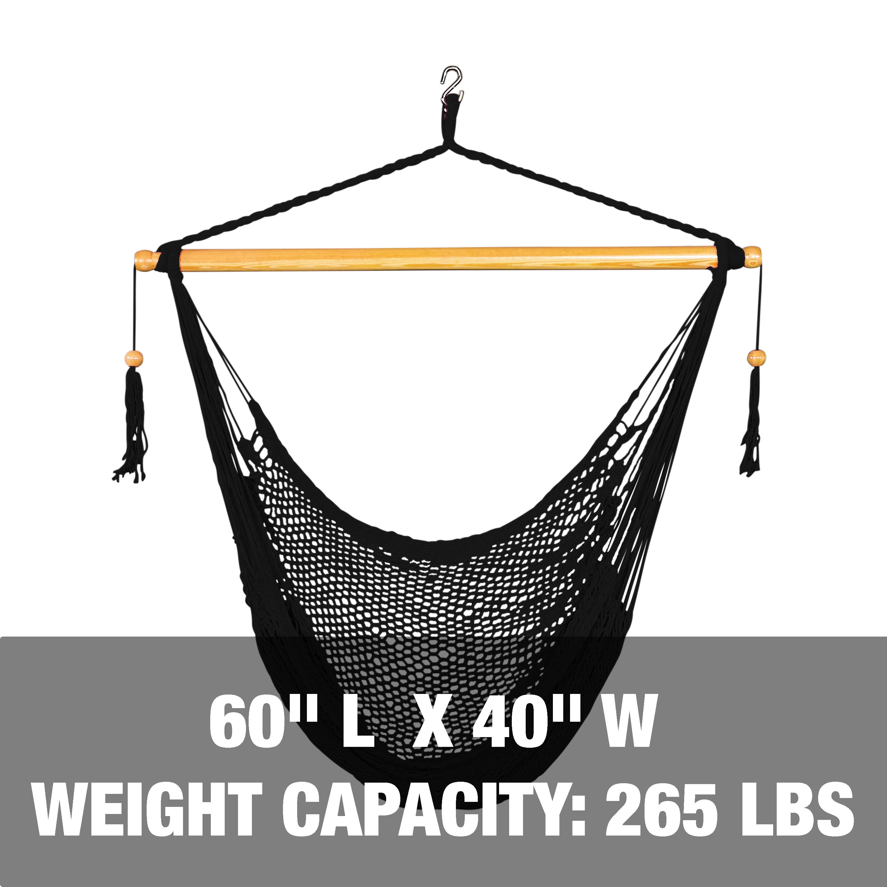 60 inch length and 40 inch width, with a weight capacity of 265 pounds.