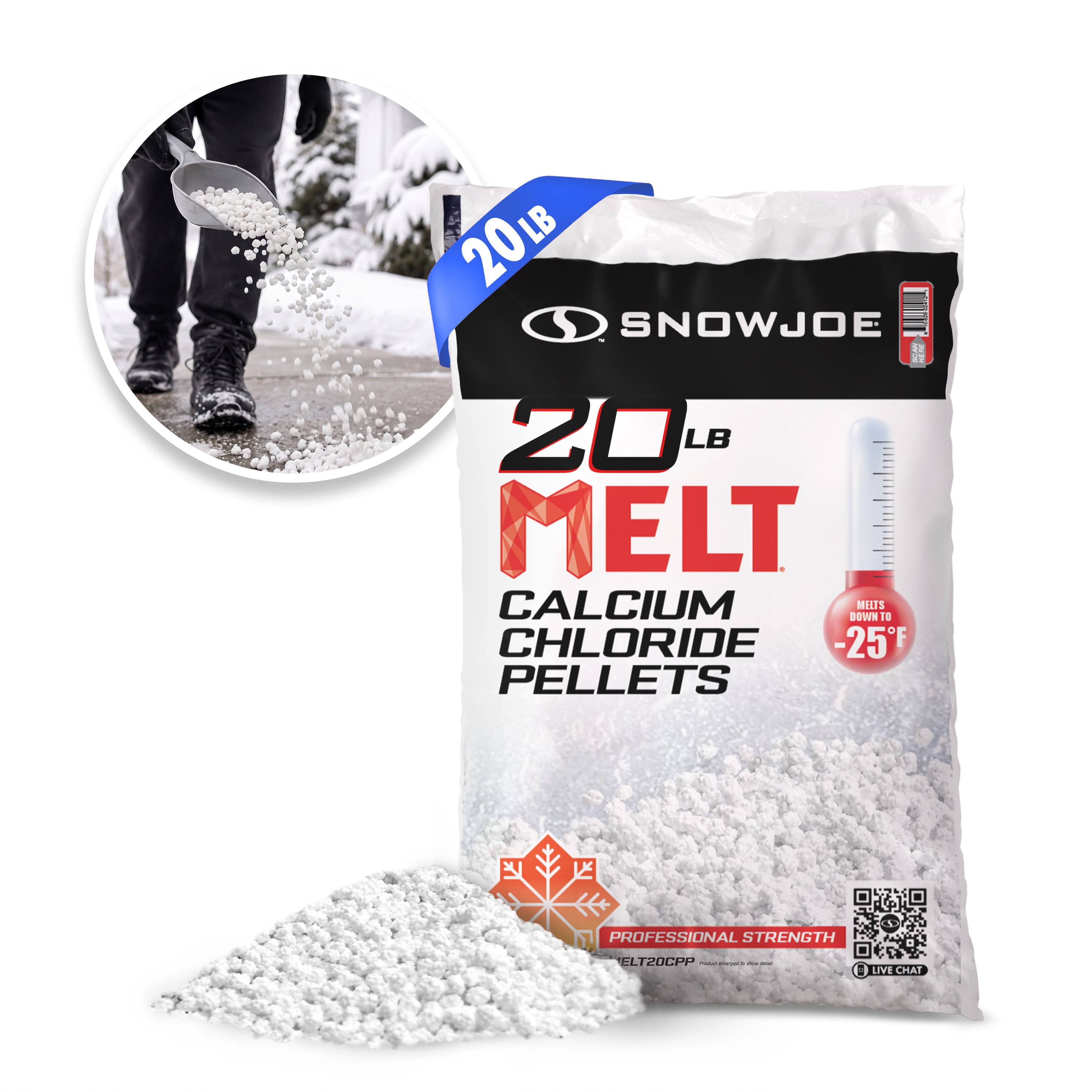 Snow Joe MELT20CCP Pure Calcium Chloride Ice Melt 94% Pure Pellets