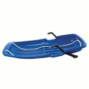 Side view of the Snow Joe blue-colored kids snow sled.