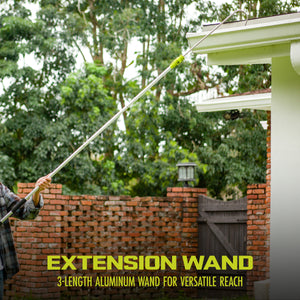 Extension wand of sun joe home cleaning system allows for extended reach