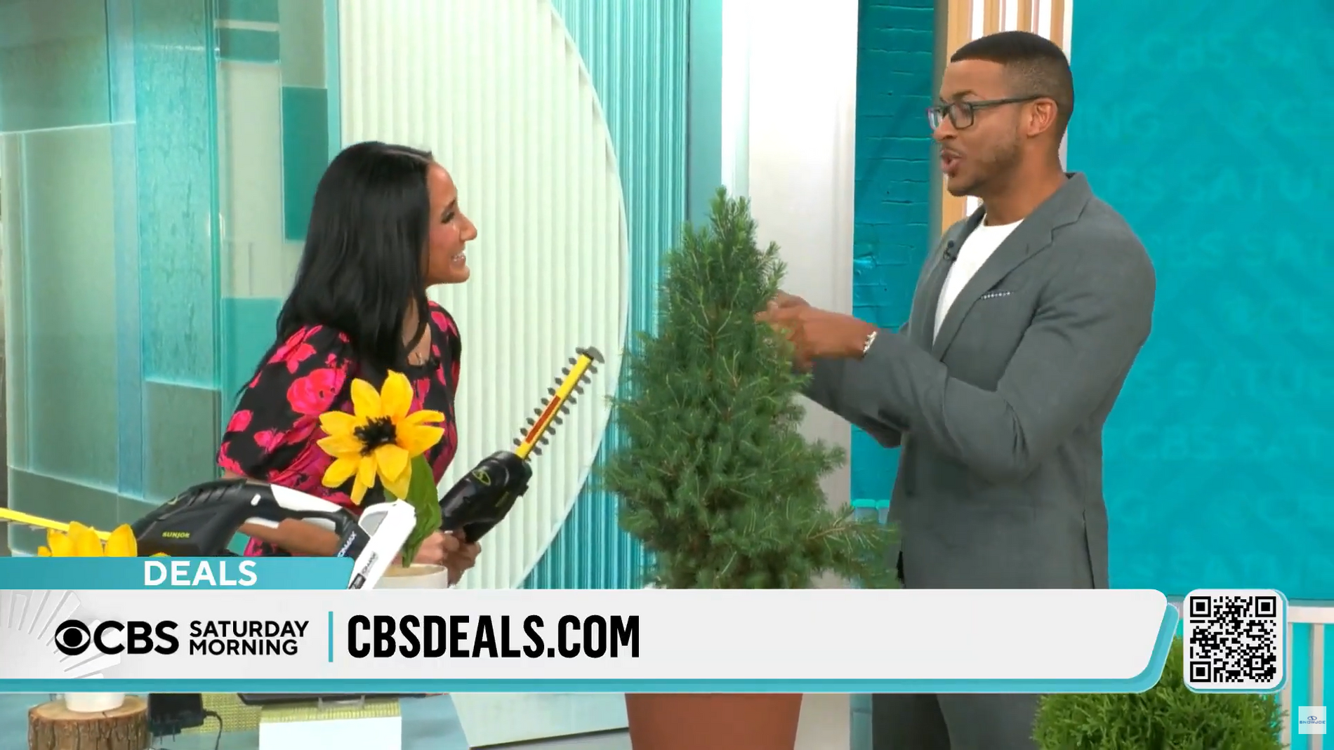 CBS Mornings Featuring Sun Joe Cordless Shrubber + Trimmer Kit