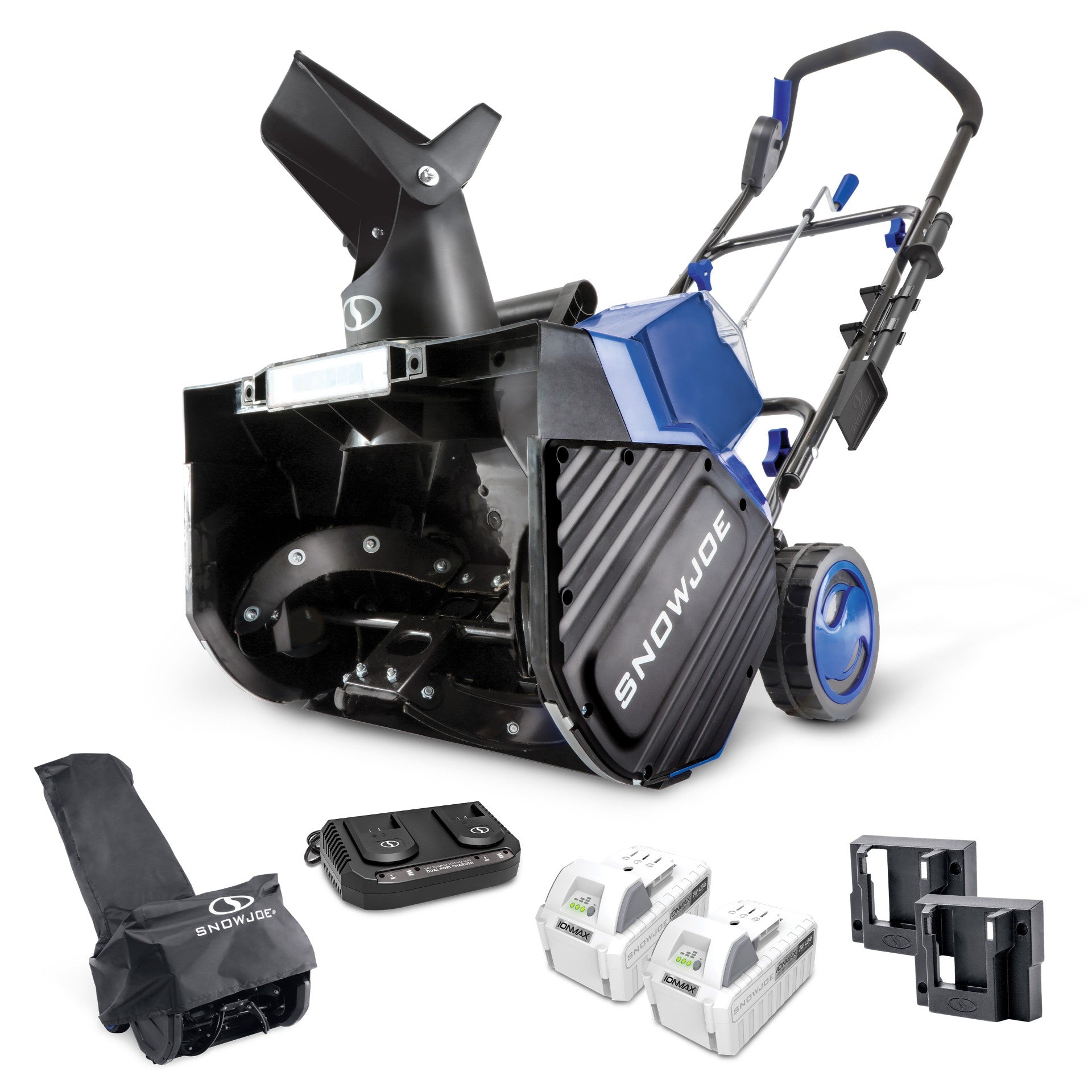 Snow Joe 24V-X2-SB18-MAX 48-Volt* IONMAX Snow Blower Bundle | W/ 2 x 4.0-Ah Batteries, Dual Port Charger, Cover, and 2 x Battery Holders