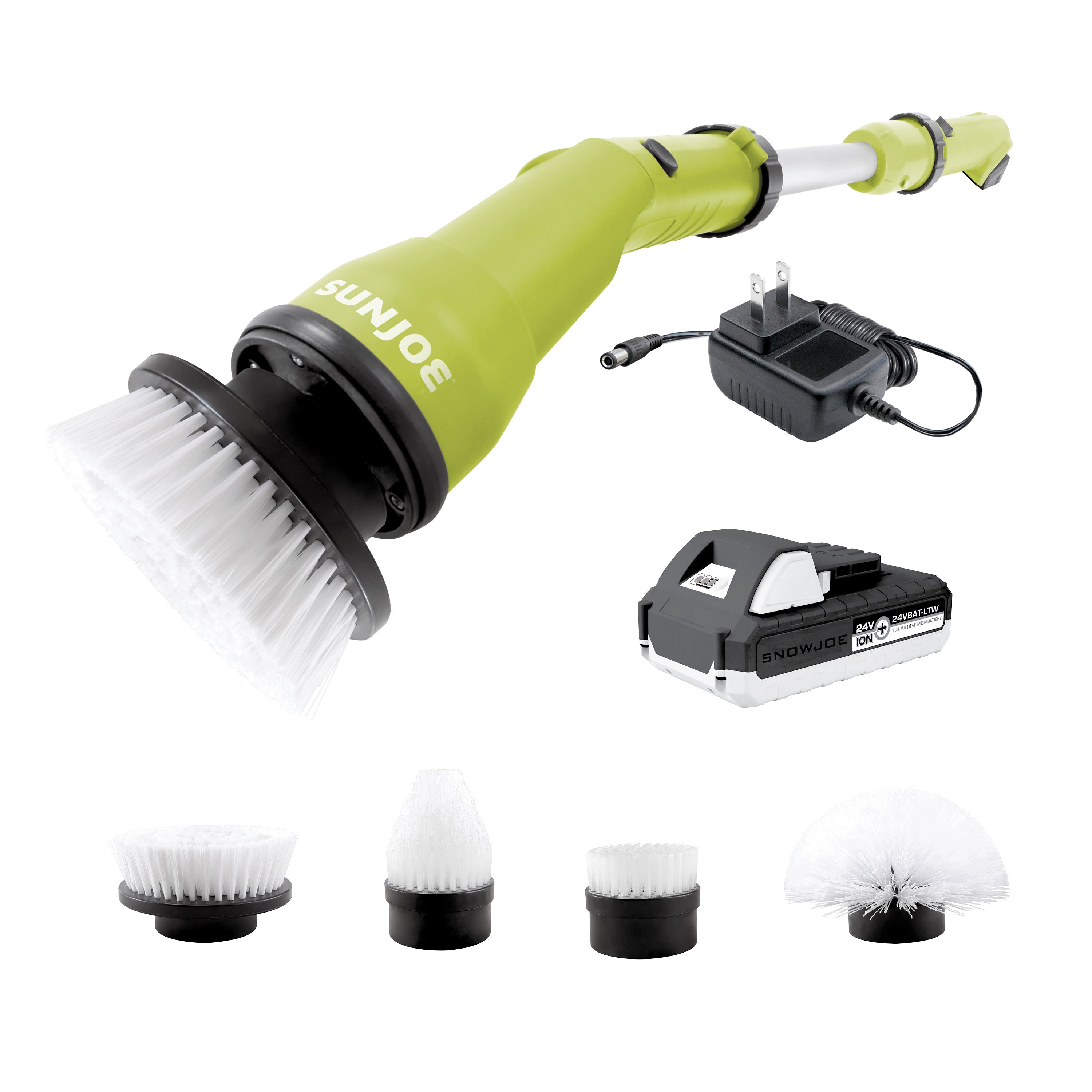 Sun Joe 24V-PWSCRB 24-Volt* IONMAX Cordless Heavy-Duty Indoor/Outdoor Power Scrubber | 4 Cleaning Attachments | Multi-Purpose 1000-OPM Oscillating Scrubber Head | For Grout, Tile, Bathtubs, Tire Rims & More