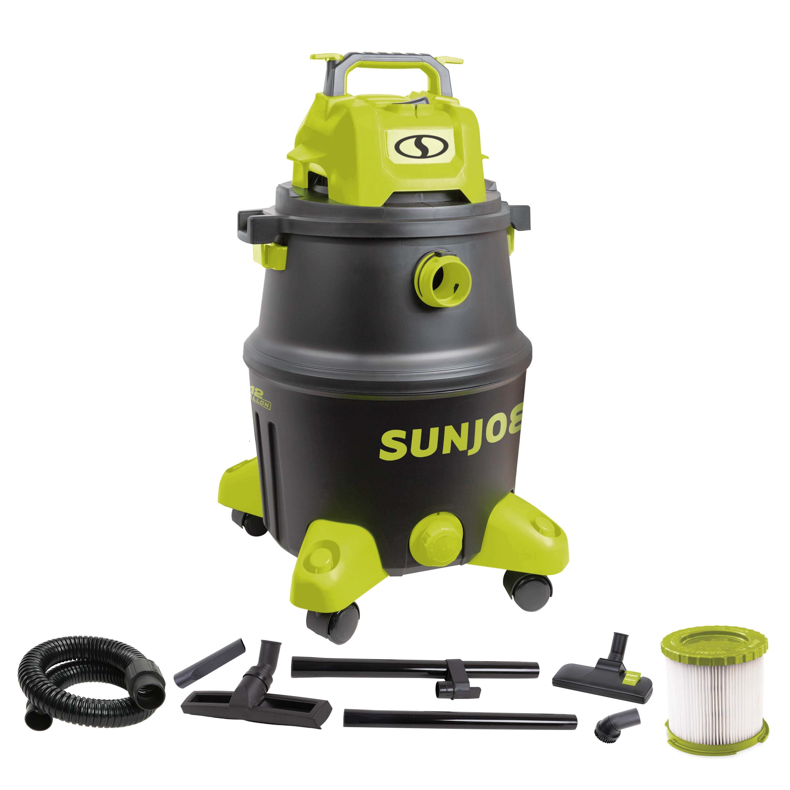 Sun Joe SWD12000 HEPA Filtration Wet/Dry Shop Vacuum w/ Cleaning Attachments | 12-Gal | 1200-Watt | 6.5 Peak HP | For Home, Workshops, Pet hair & Auto Use