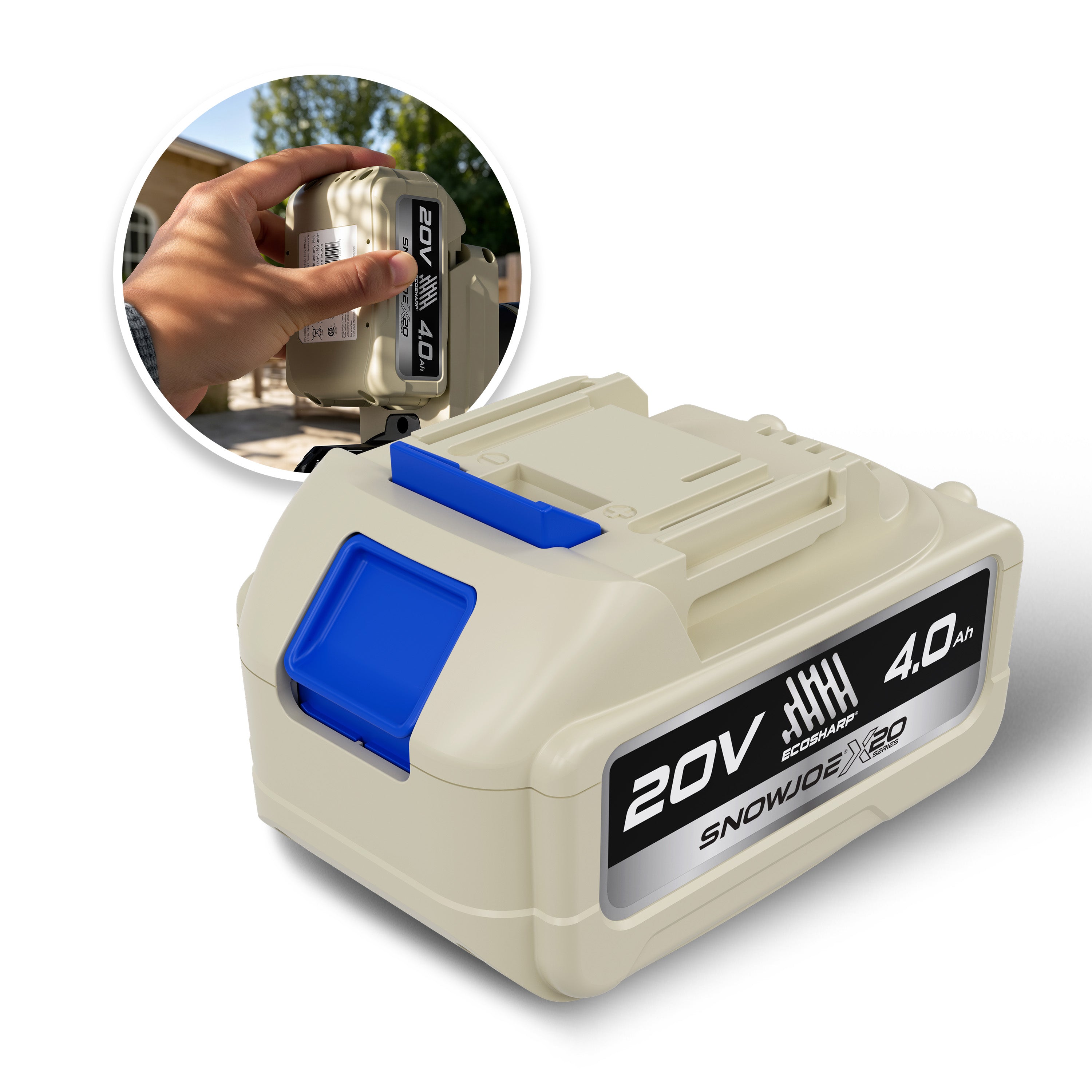 Sun Joe X20-Series 20-Volt* 4000-mAh (4-Amp hour) Lithium-ION Battery | For Use with Universal ECOSHARP® Devices | w/LED Indicator