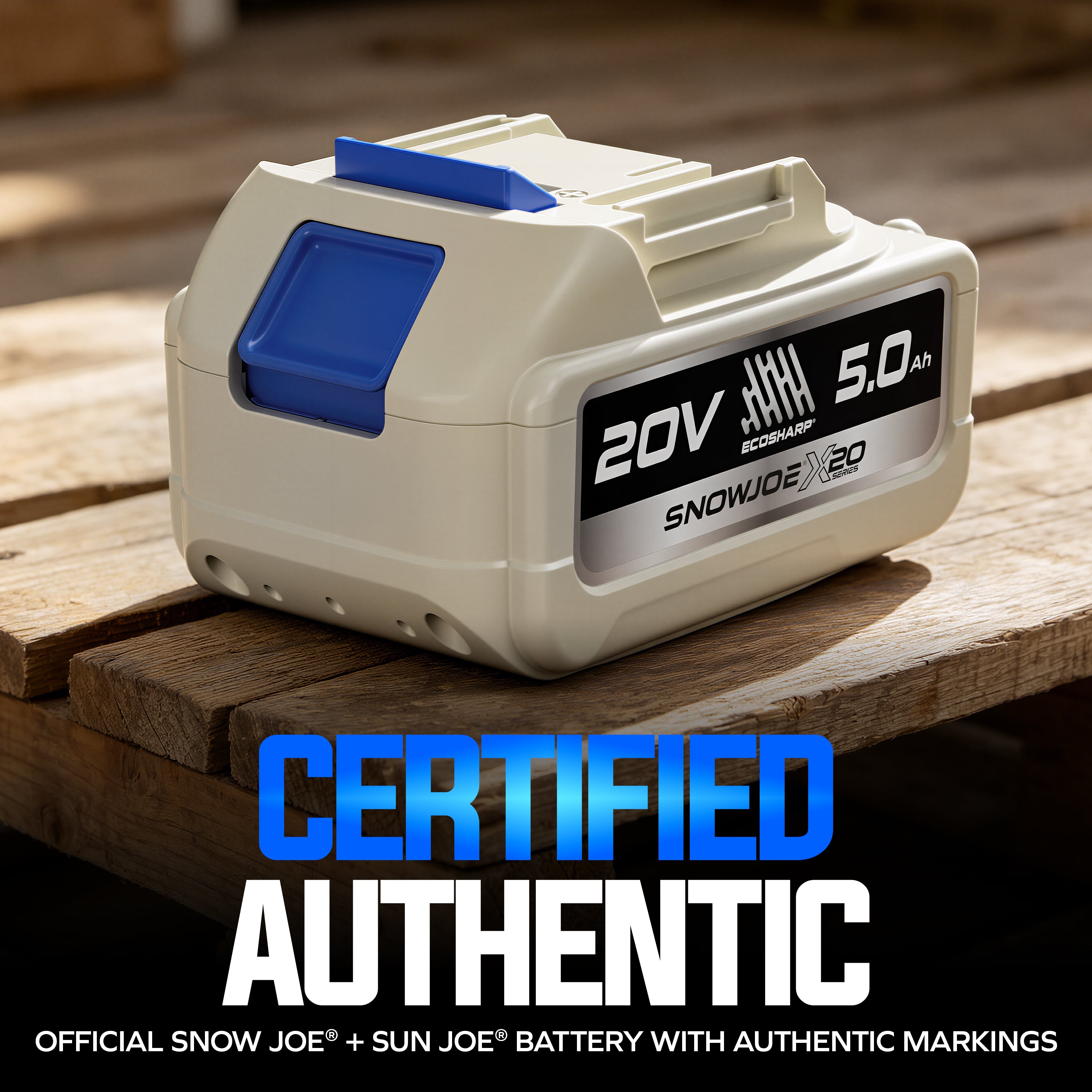 Sun Joe X20-Series 20-Volt* 5000-mAh (5-Amp hour) Lithium-ION Battery | For Use with Universal ECOSHARP® Devices | w/LED Indicator