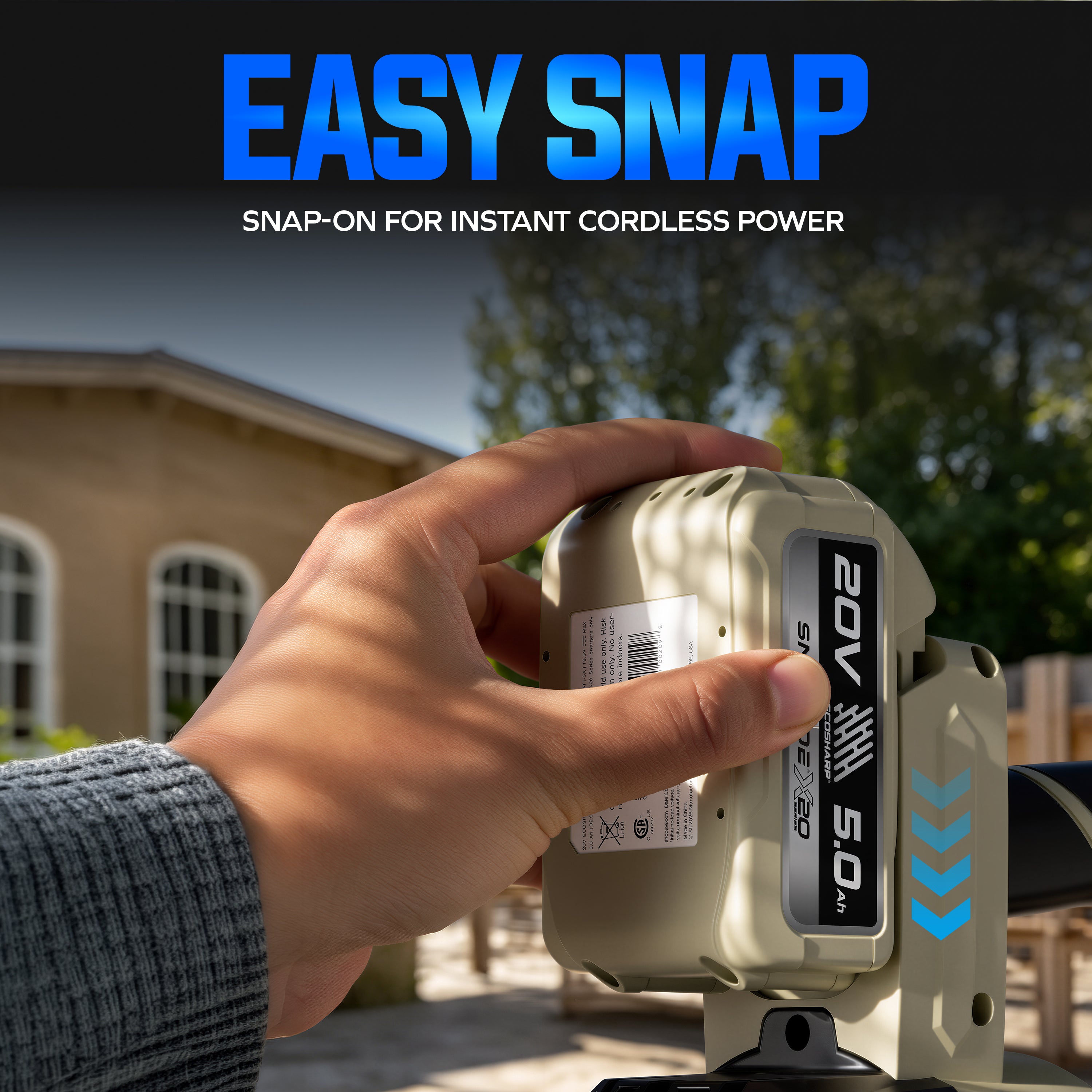 Sun Joe X20-Series 20-Volt* 5000-mAh (5-Amp hour) Lithium-ION Battery | For Use with Universal ECOSHARP® Devices | w/LED Indicator