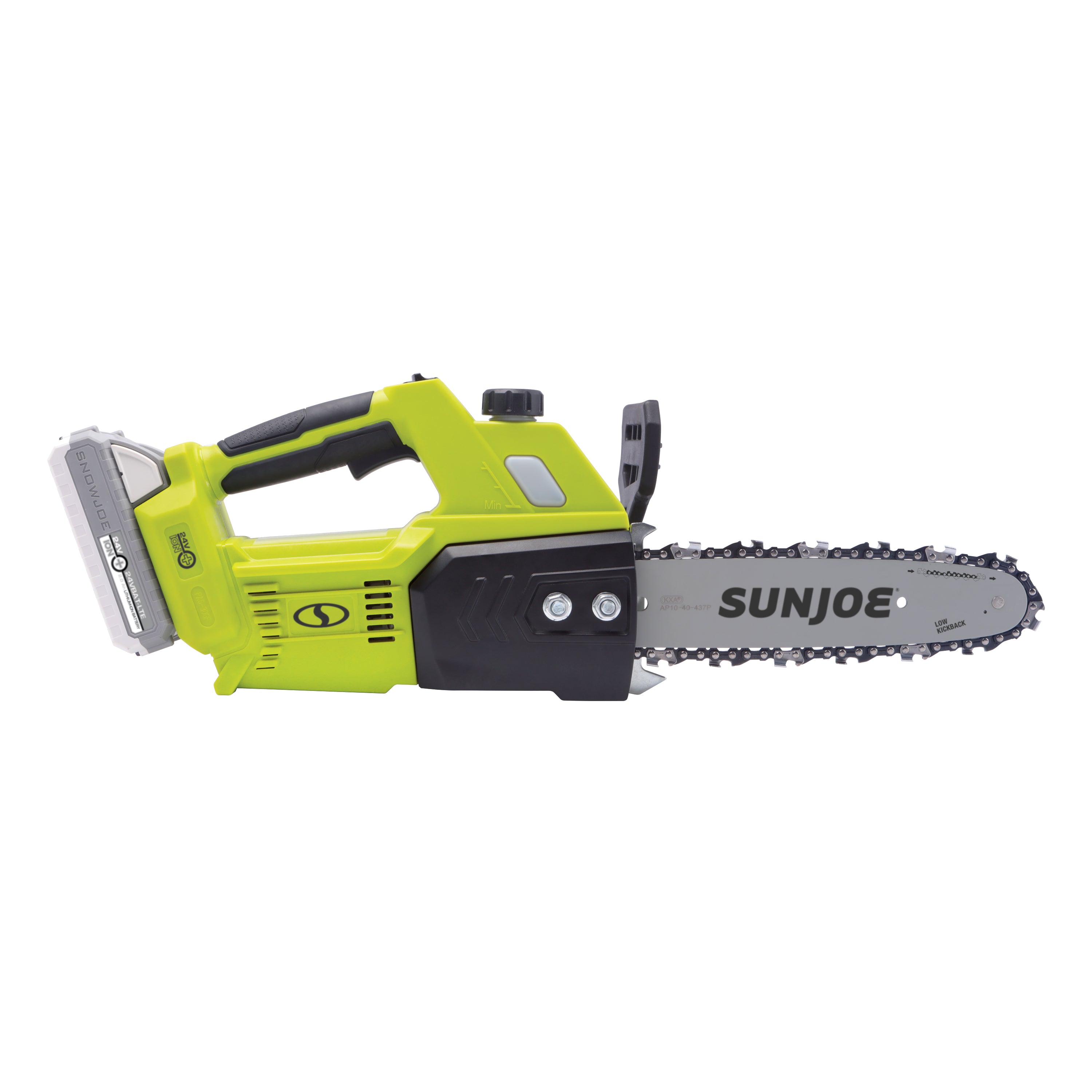 Sun Joe 24-Volt* IONMAX Cordless Self-Oiling Chain Saw Kit | 10-inch | Tool-Less Bar/Chain Tension | W/ 4.0-Ah Battery + Charger (Green)