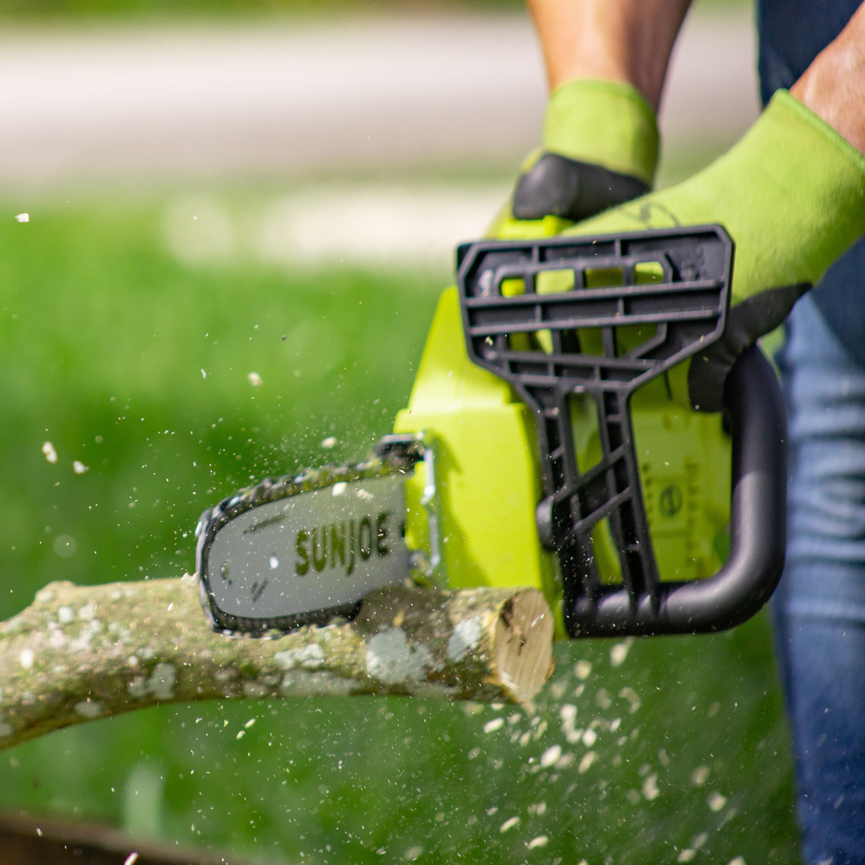 Sun Joe 24-Volt* IONMAX Cordless Self-Oiling Chain Saw Kit | 10-inch | Tool-Less Bar/Chain Tension | W/ 4.0-Ah Battery + Charger (Green)