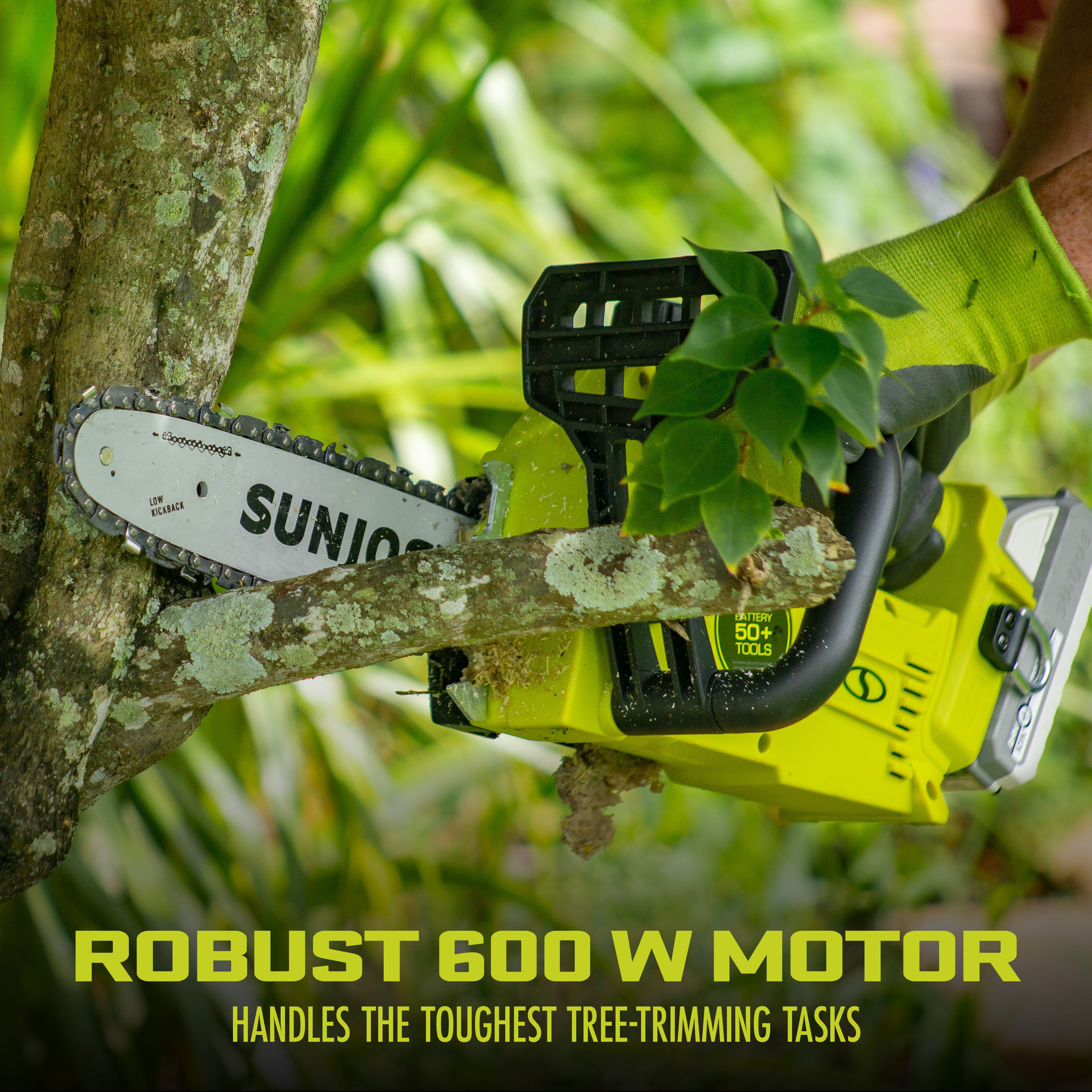 Sun Joe 24-Volt* IONMAX Cordless Self-Oiling Chain Saw Kit | 10-inch | Tool-Less Bar/Chain Tension | W/ 4.0-Ah Battery + Charger (Green)