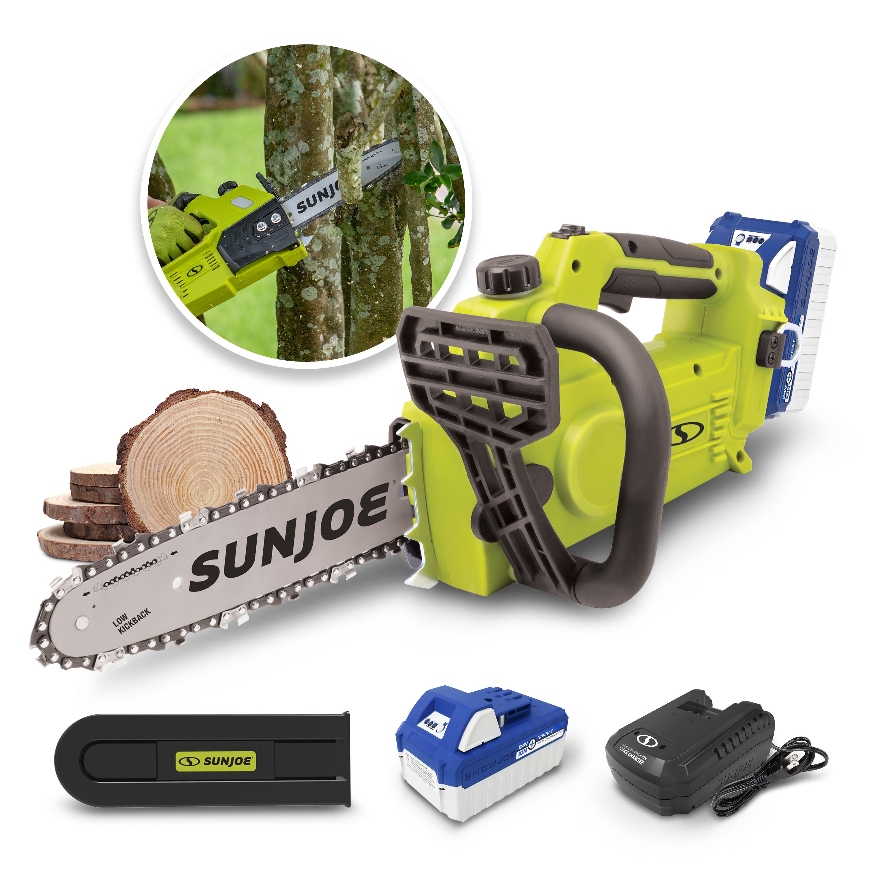 Sun Joe 24V-10CS 24-Volt* IONMAX Cordless Chain Saw Kit | 10-inch