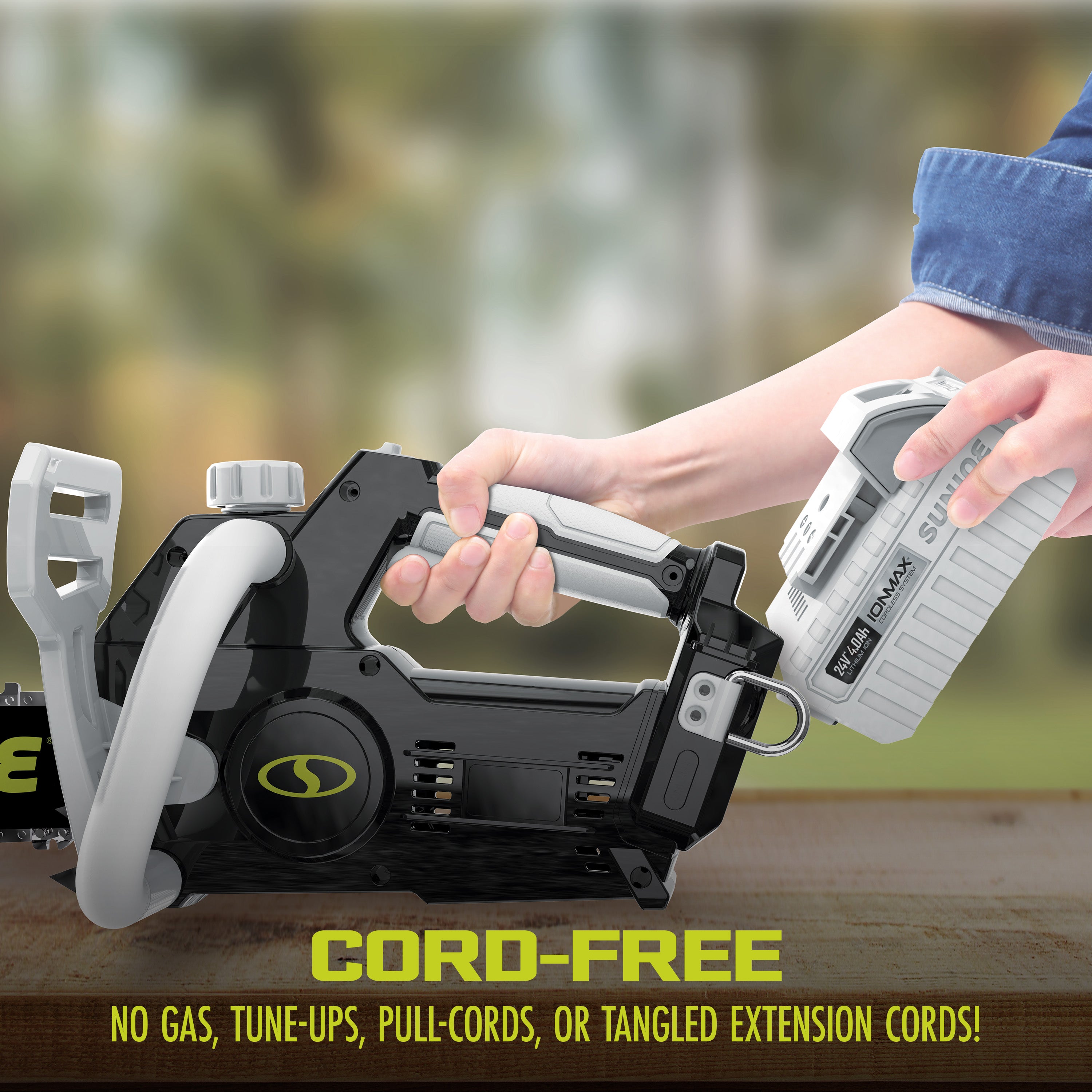 Sun Joe 24-Volt* IONMAX Cordless Chain Saw Kit | 10-inch | W/ 4.0-Ah Battery + Charger