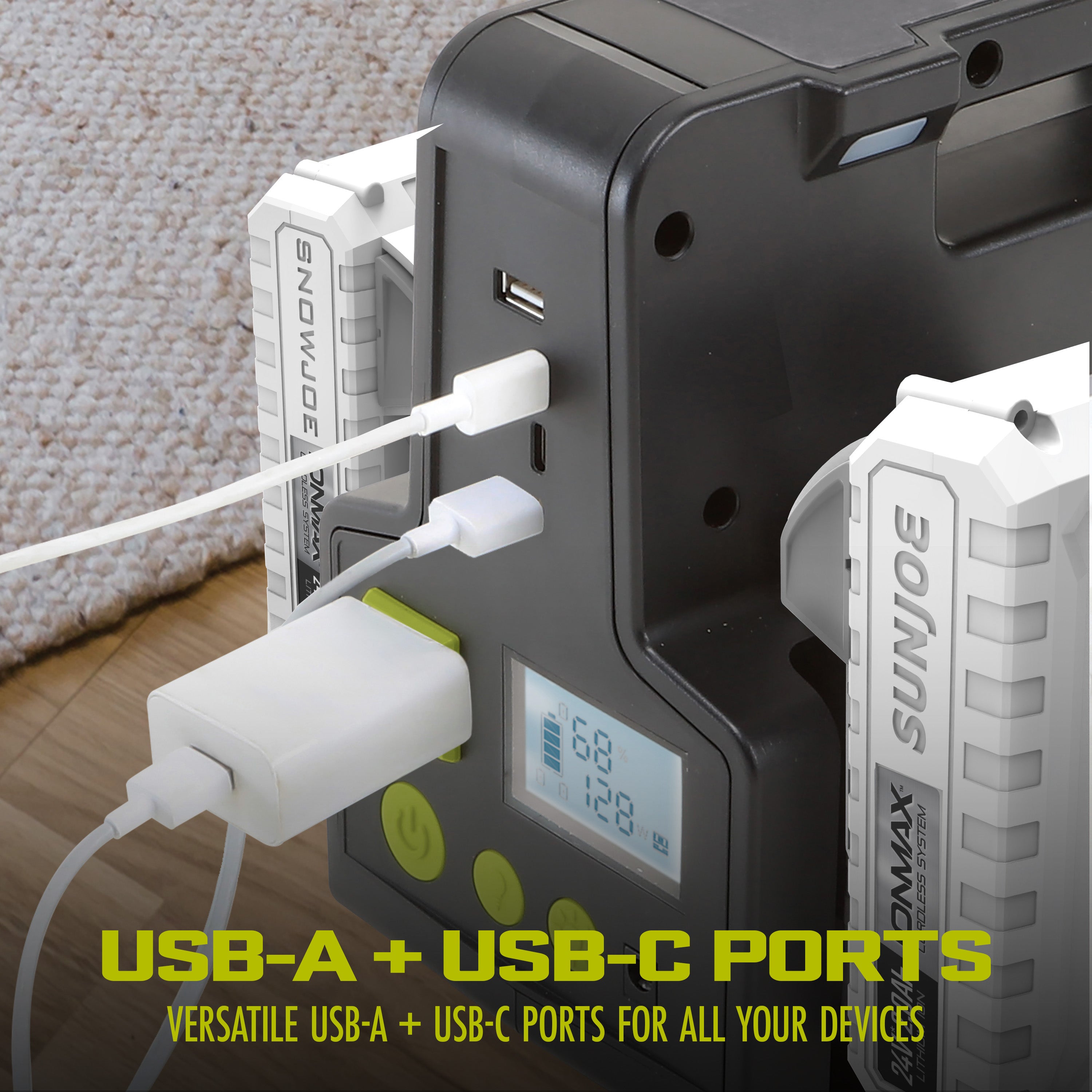 Sun Joe 24-Volt Cordless Powered Inverter Generator Power Station | W/ 2 x 2.0-Ah Batteries