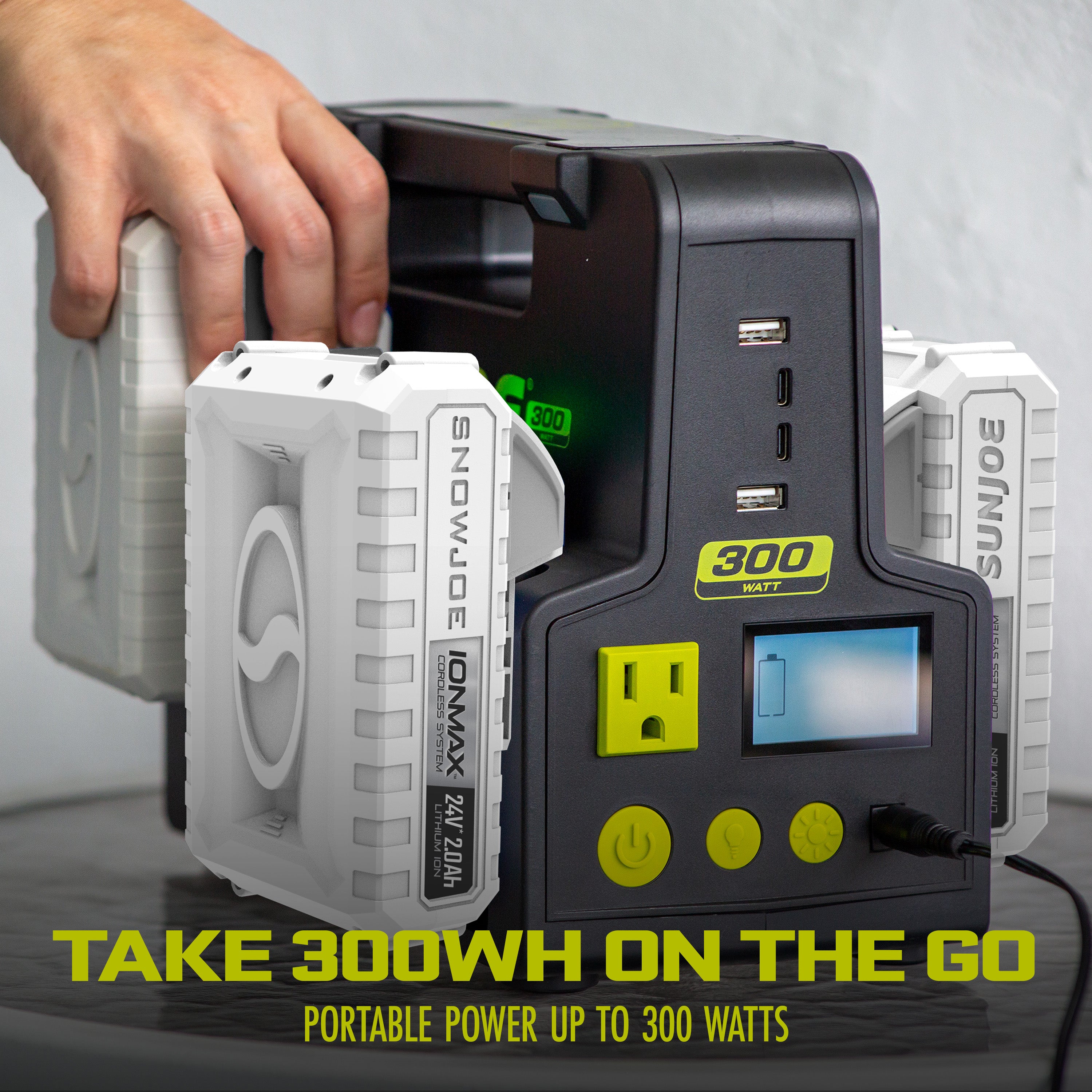 Sun Joe 24-Volt Cordless Powered Inverter Generator Power Station | W/ 2 x 2.0-Ah Batteries