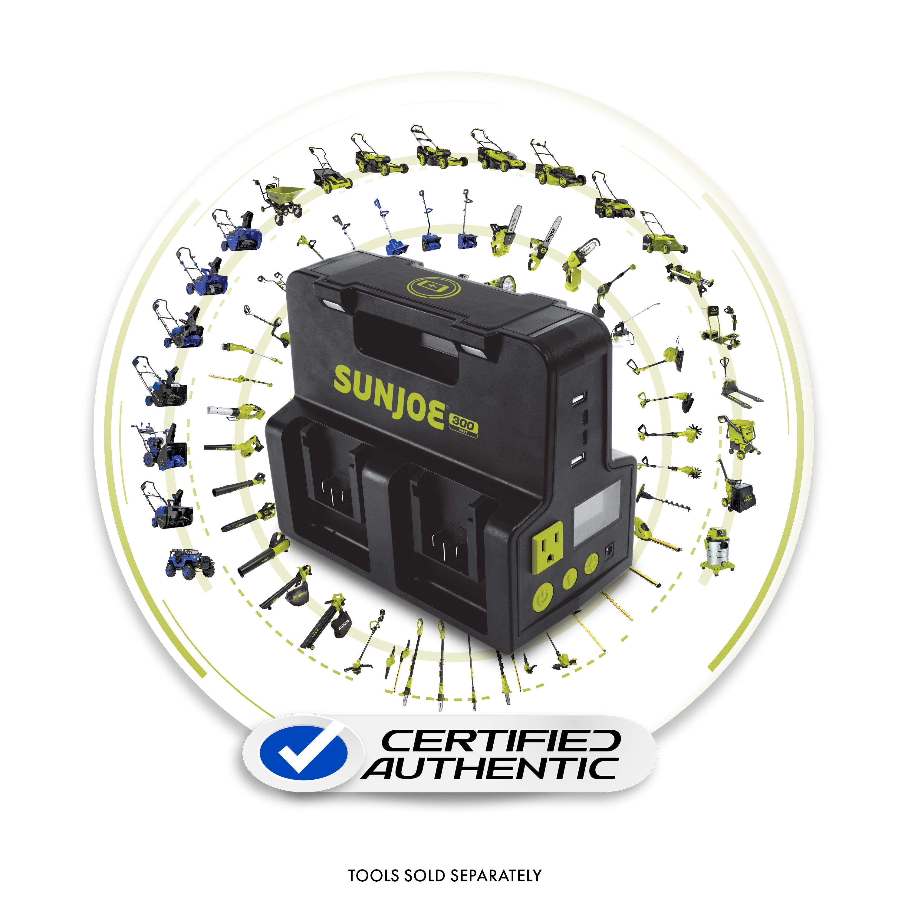 Sun Joe 24-Volt Cordless Powered Inverter Generator Power Station | W/ 2 x 2.0-Ah Batteries