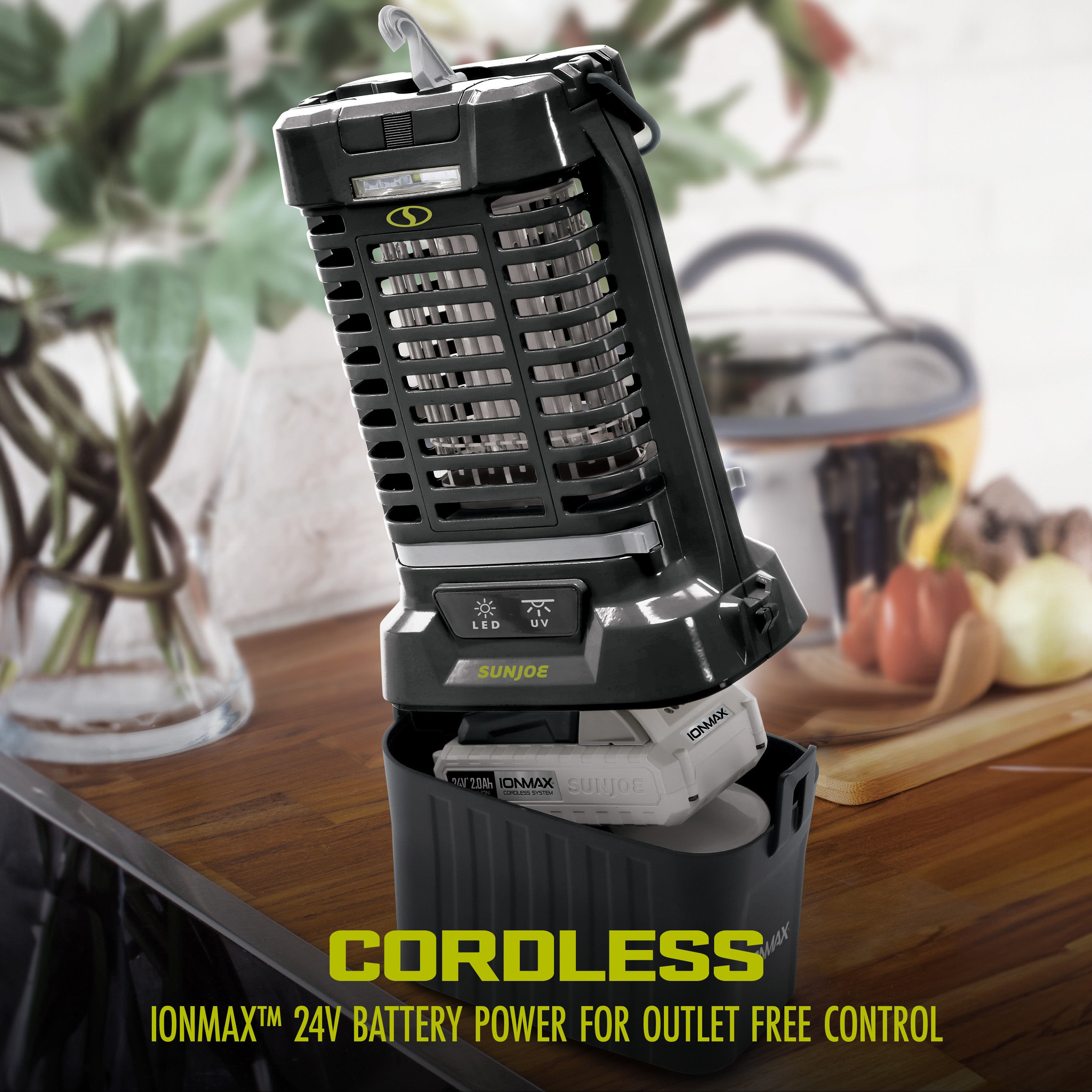 Sun Joe 24V-BZ100-LTE 24-Volt* IONMAX Cordless Indoor/Outdoor Bug Zapper Kit | 1-Acre Coverage | W/ 2.0-Ah Battery + Charger