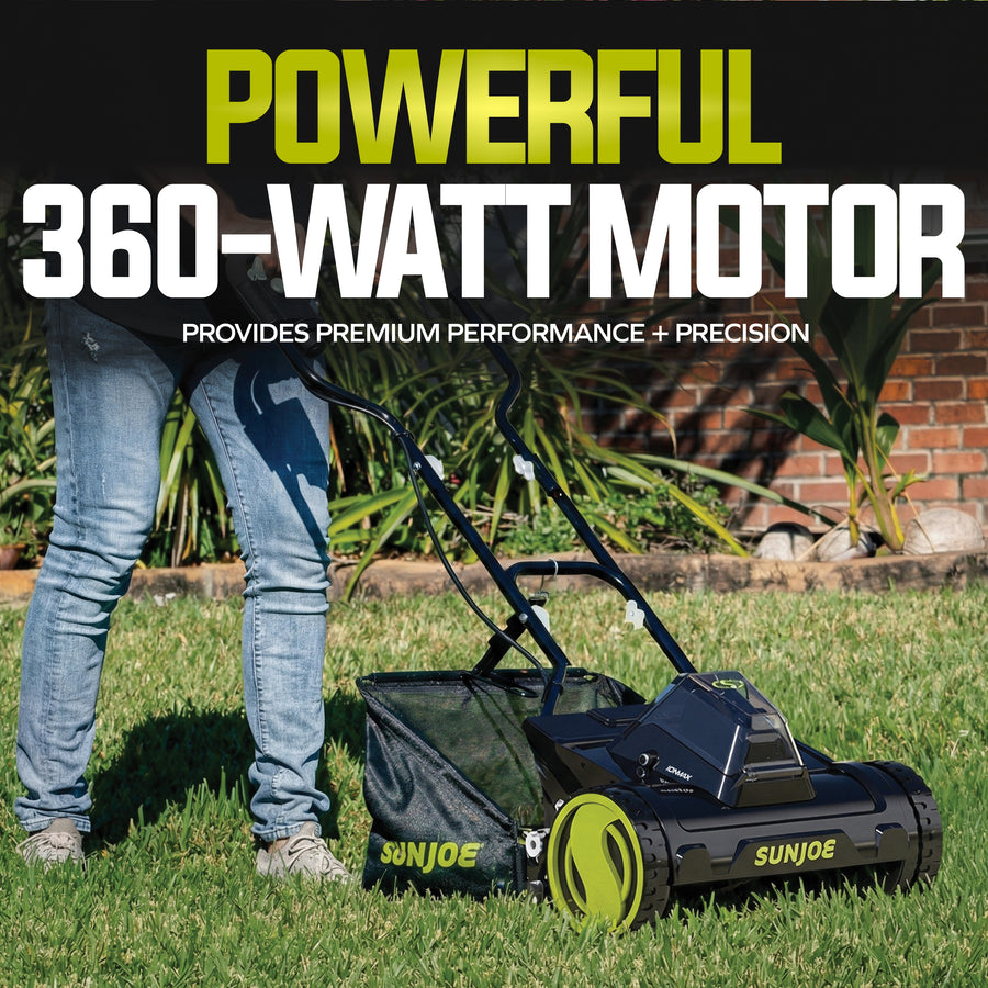 Sun Joe 24V-CRLM15 360 watt motor feature image