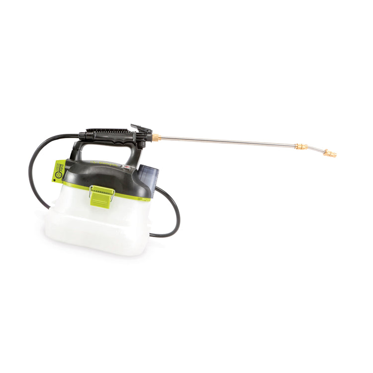 Side view of the Sun Joe 24-volt cordless Multi-Purpose Chemical Sprayer Kit.