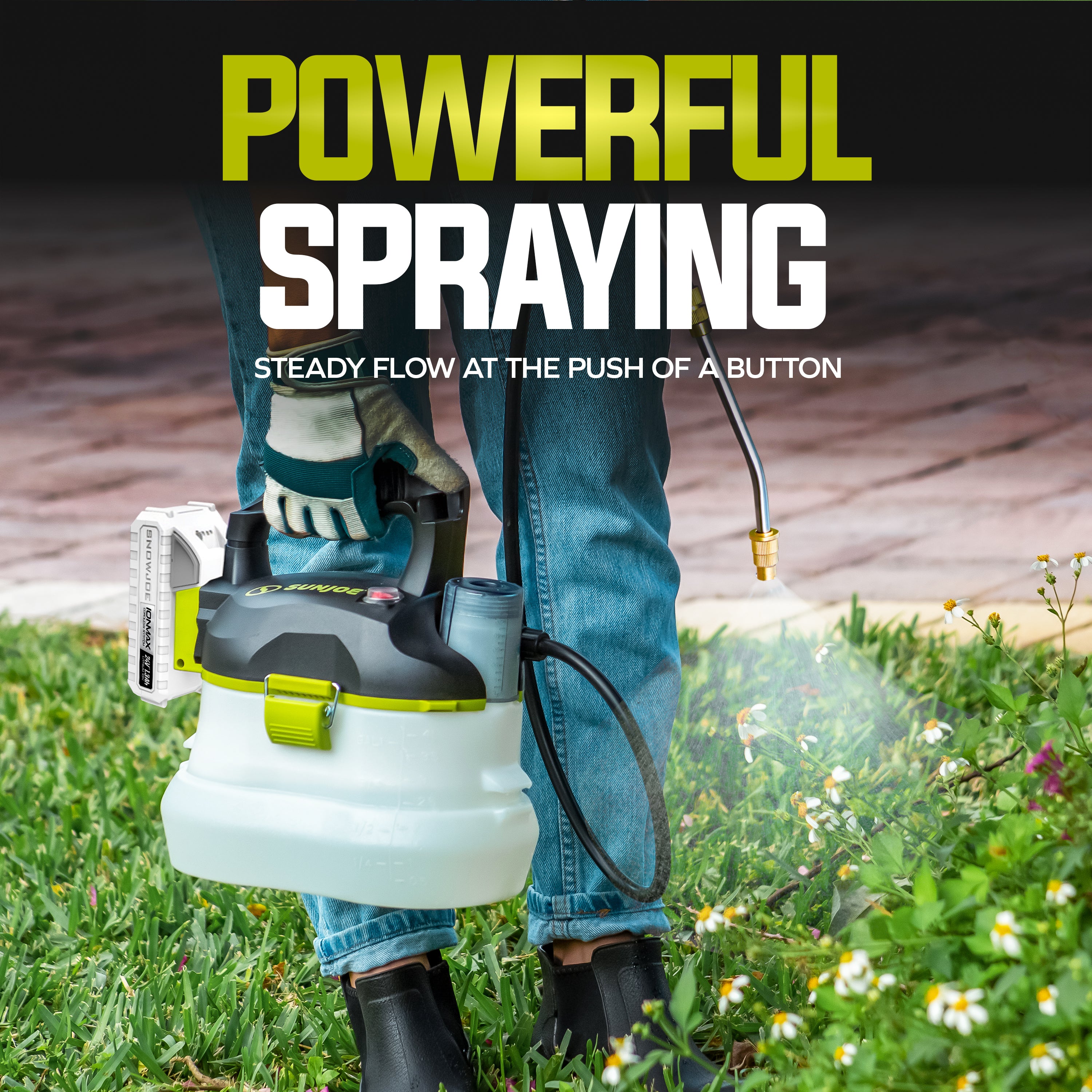 Sun Joe 24V IONMAX Cordless Electric Garden Sprayer, 1-Gallon Battery-Powered Multi-Use Lawn/Plant Sprayer + Watering Can | w/ Adjustable Wand +  Charger