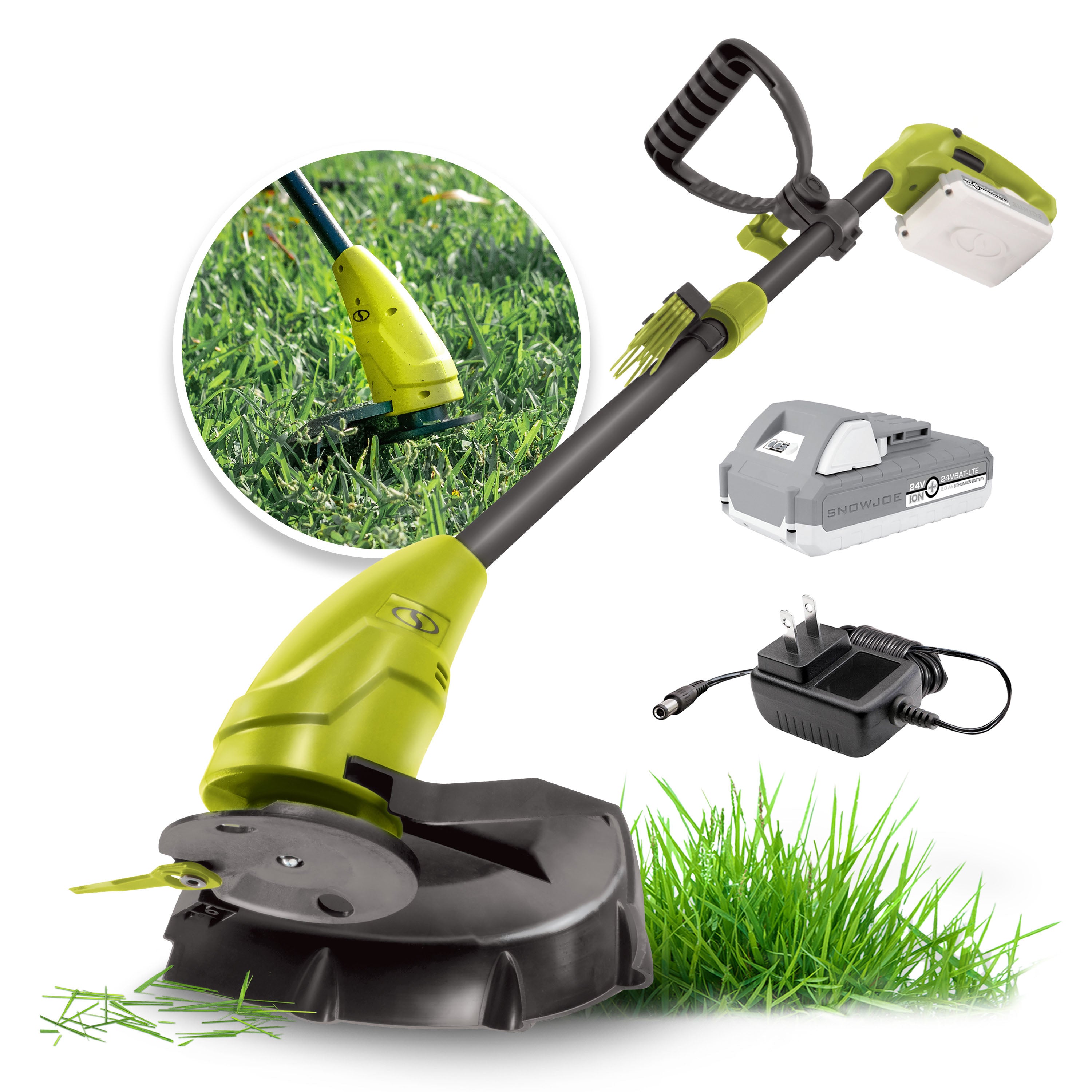 Sun Joe 24V-HT18-GT10-LTE 24-Volt* Cordless Hedge Trimmer + Stringless Grass Trimmer | W/ 2.0-Ah Battery + Charger