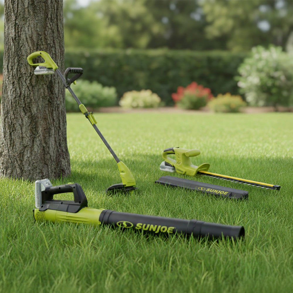 Sun Joe 24-Volt* IONMAX Cordless Garden Combo Kit | Leaf Blower | Grass Trimmer | Hedge Trimmer | W/ 2 x 2.0-Ah Batteries + Charger