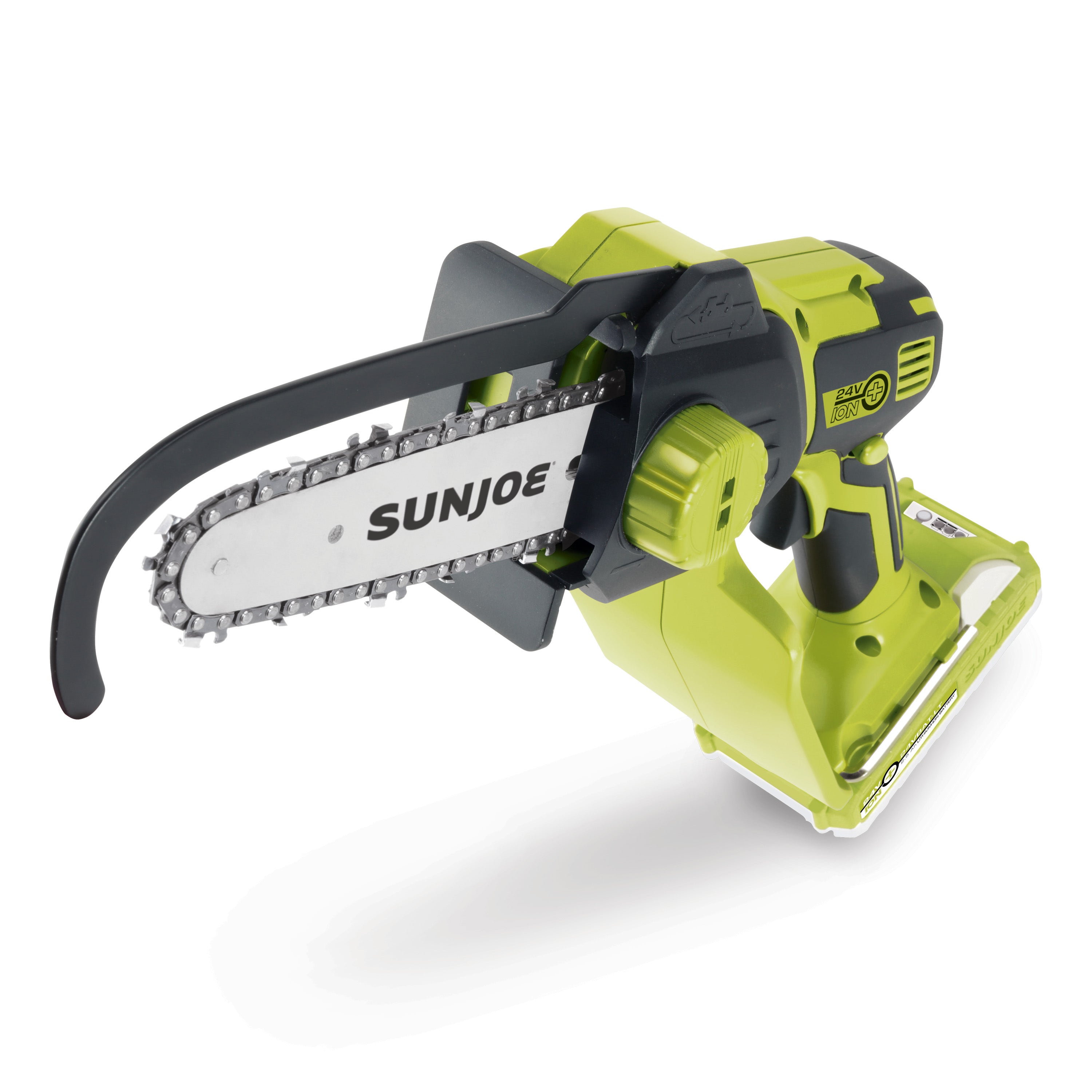 Sun Joe Cordless Hand Chainsaw with blade guard