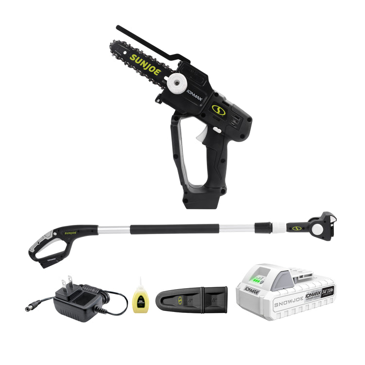 Sun Joe Six Inch Cordless Telescoping Pruning Saw Full Kit