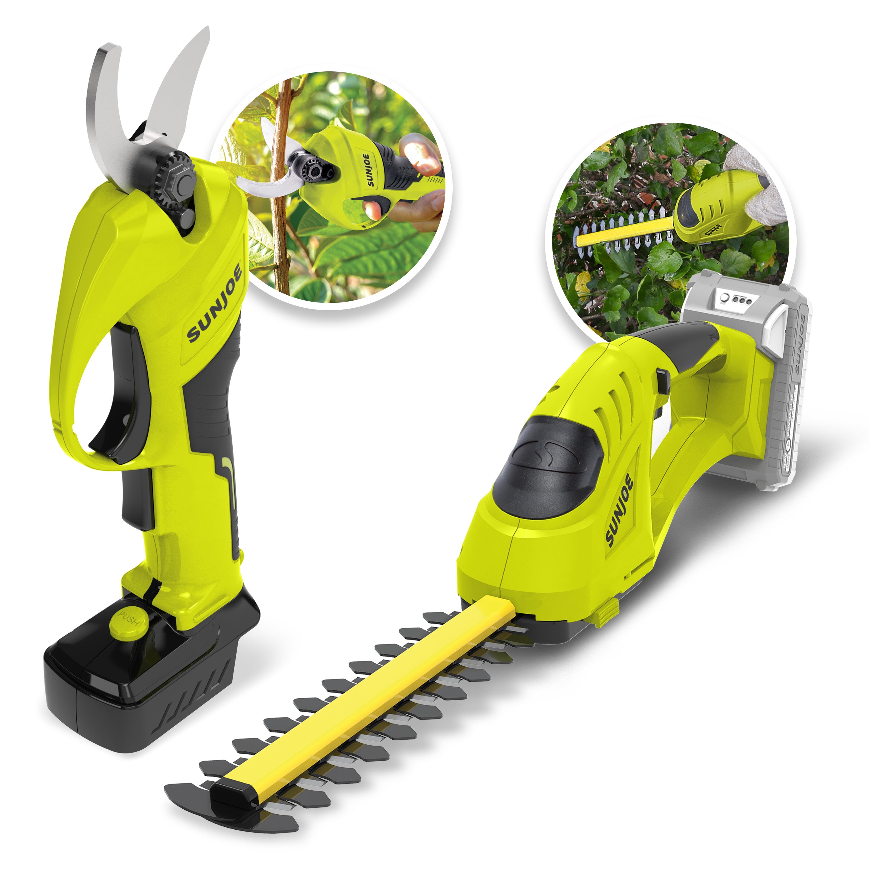Sun Joe 24V-HT-PRN-LTE 24-Volt* Cordless Handheld Hedger + Pruner | W/ 2.0-Ah Battery + Charger