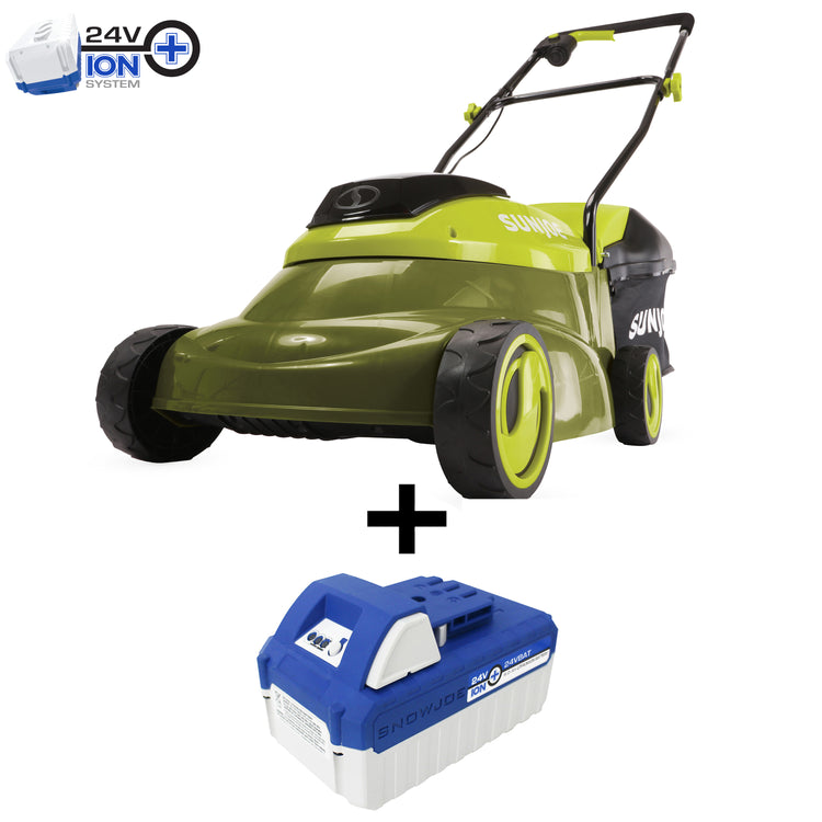Sun Joe 24V-MJ14C 24-Volt* IONMAX Cordless Push Lawn Mower Kit 14-in