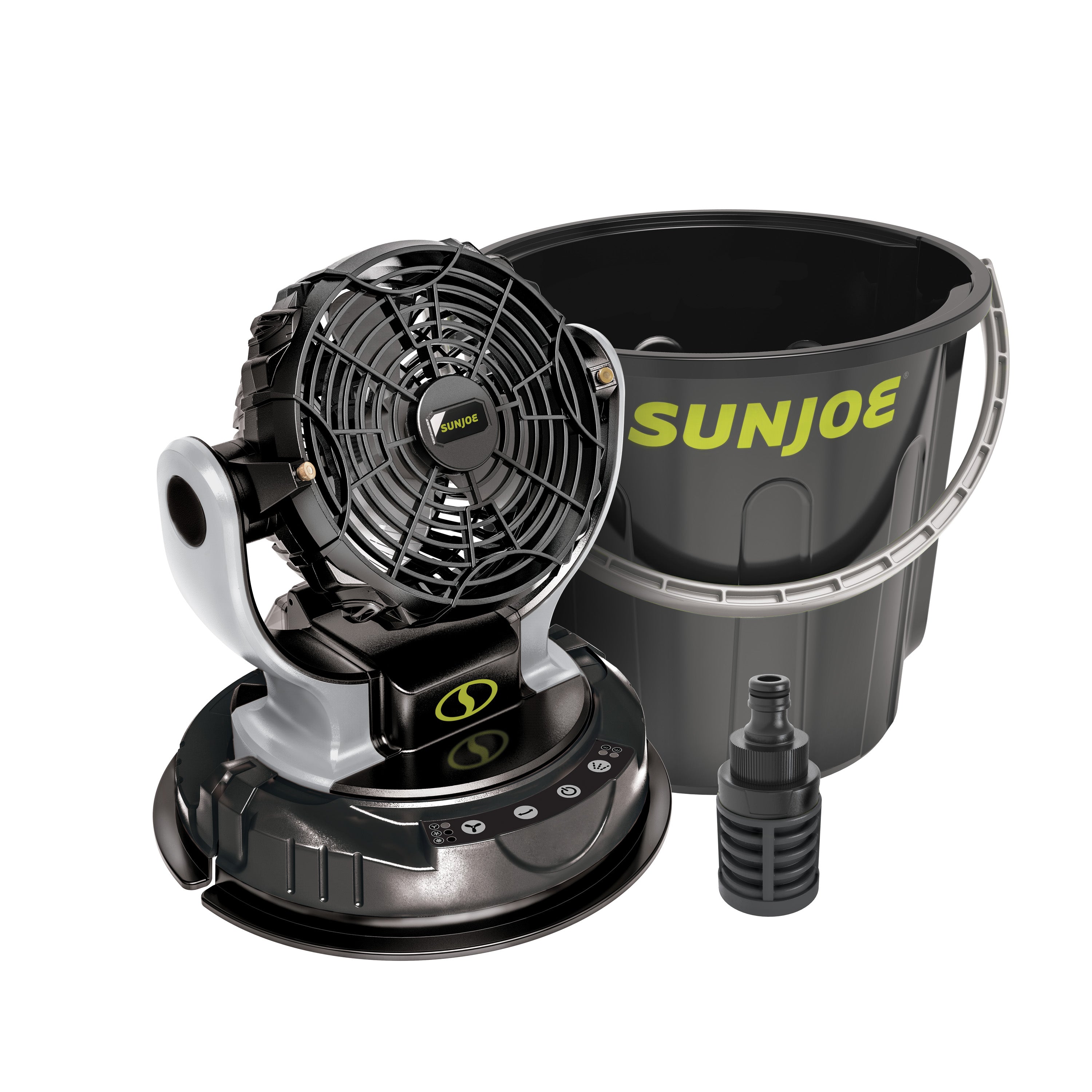 Sun Joe 24V-MSTFAN-LTE 24-Volt* IONMAX Cordless Indoor/Outdoor Misting Fan Kit W/ 6-Gallon Portable Bucket | 60 Sq. Ft. Coverage | W/ 2.0-Ah Battery + Charger