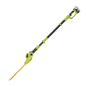 Side view of the Sun Joe 24-volt cordless 17-inch pole hedge trimmer.