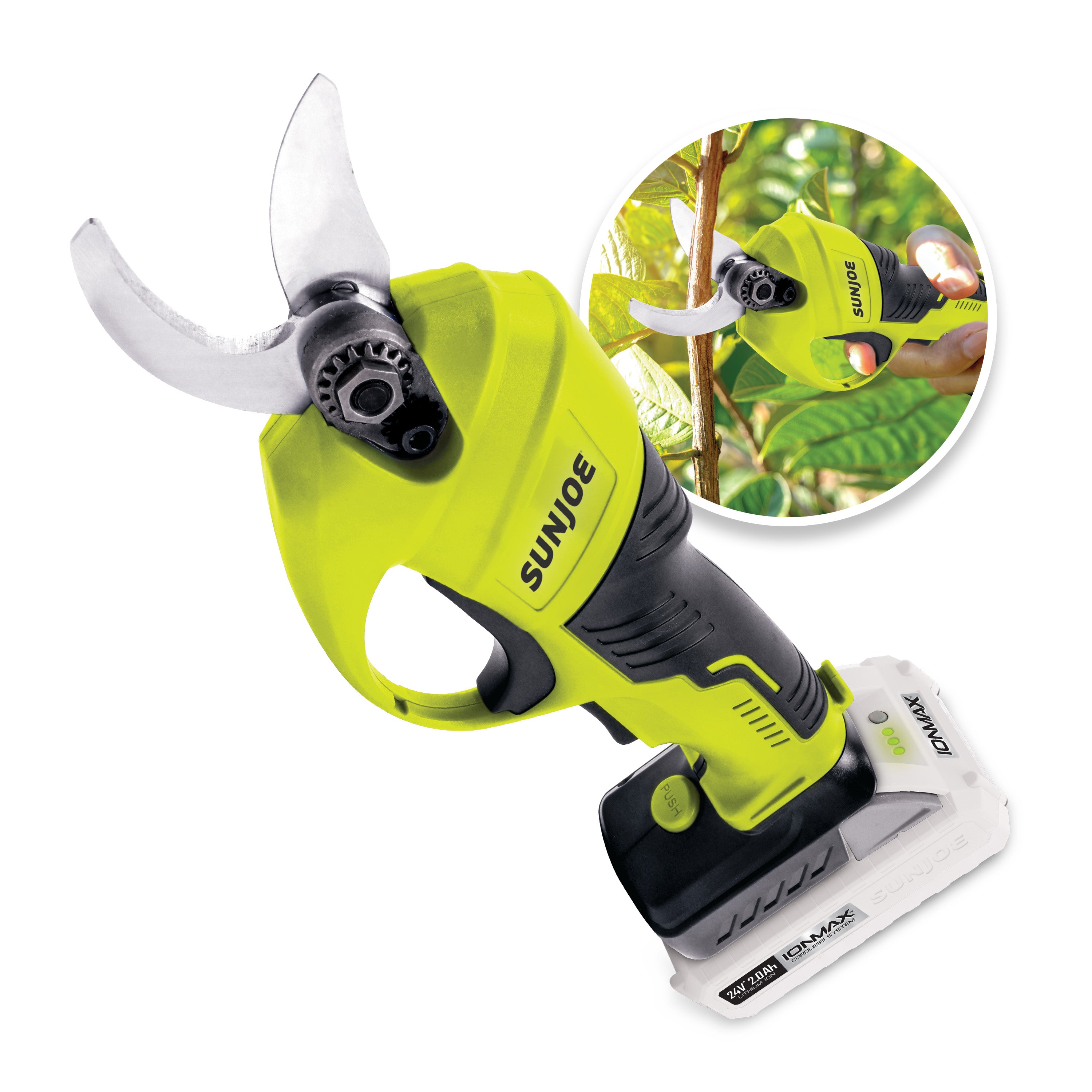 Sun Joe 24V-PRN1-LTE 24-Volt* Cordless Handheld Pruner | 80-Watts | W/ 2.0-Ah Battery + Charger