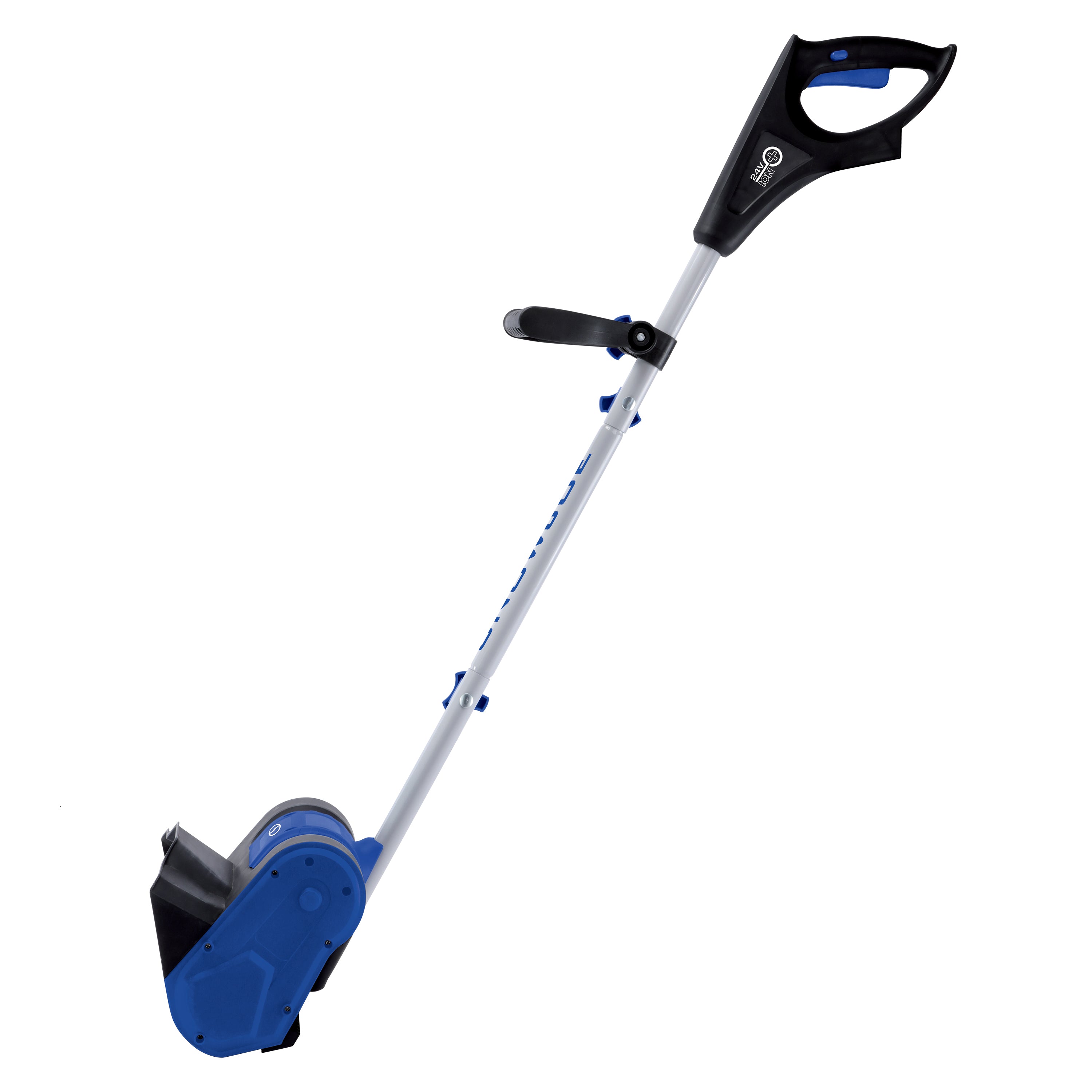 Side view of the Snow Joe 24-volt cordless 10-inch snow shovel kit.