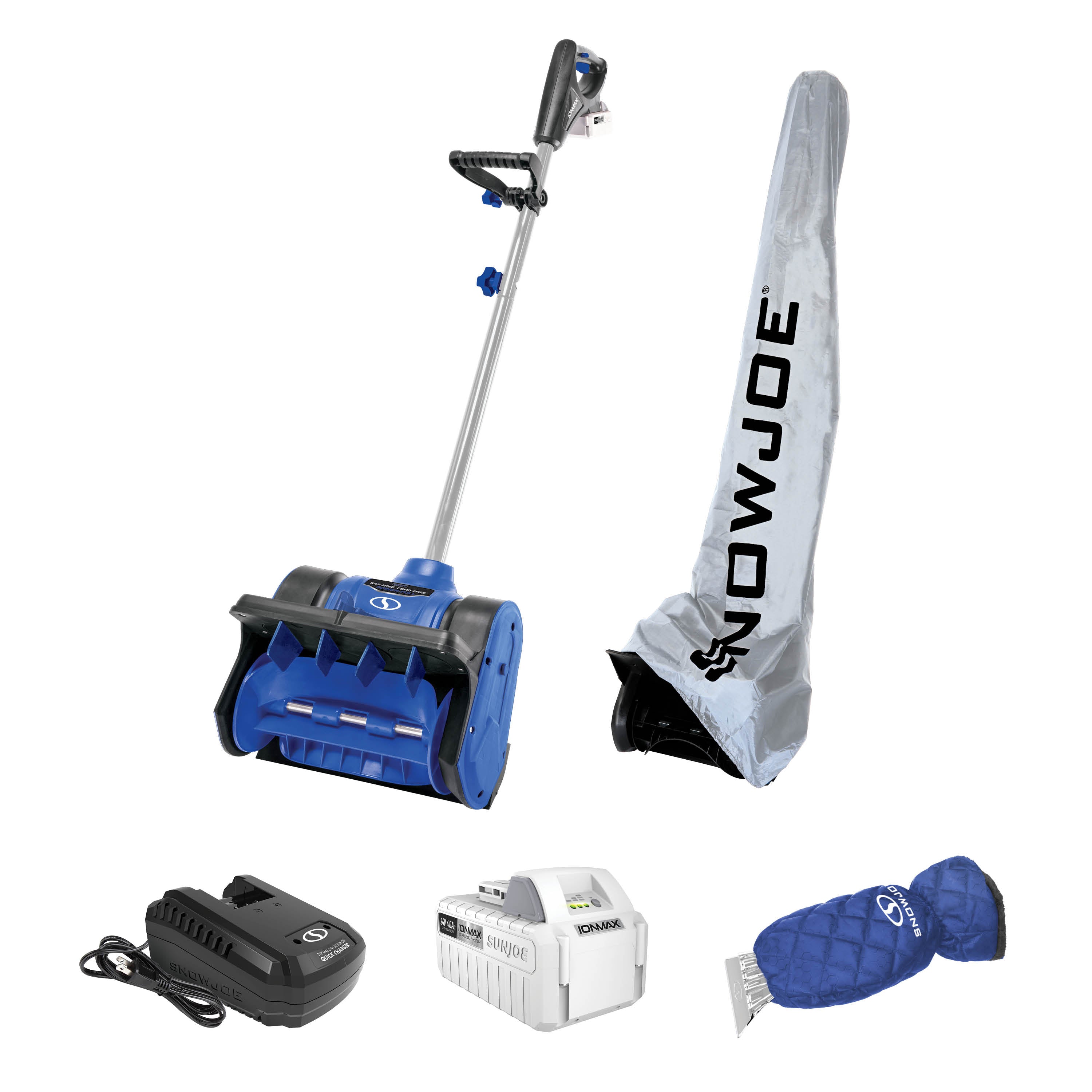 Snow Joe 24V-SS12-HT 24-Volt* IONMAX Cordless Snow Shovel Bundle | W/ 4.0-Ah Battery, Charger, Cover, and Ice Scraper Glove