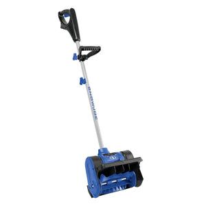 Angled view of the Snow Joe 24-volt cordless 12-inch snow shovel kit.