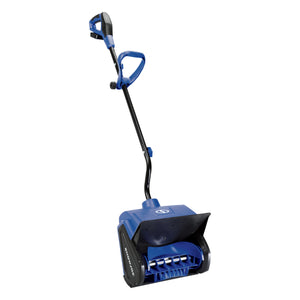 Angled view of the Snow Joe 24-volt cordless 13-inch snow shovel kit.