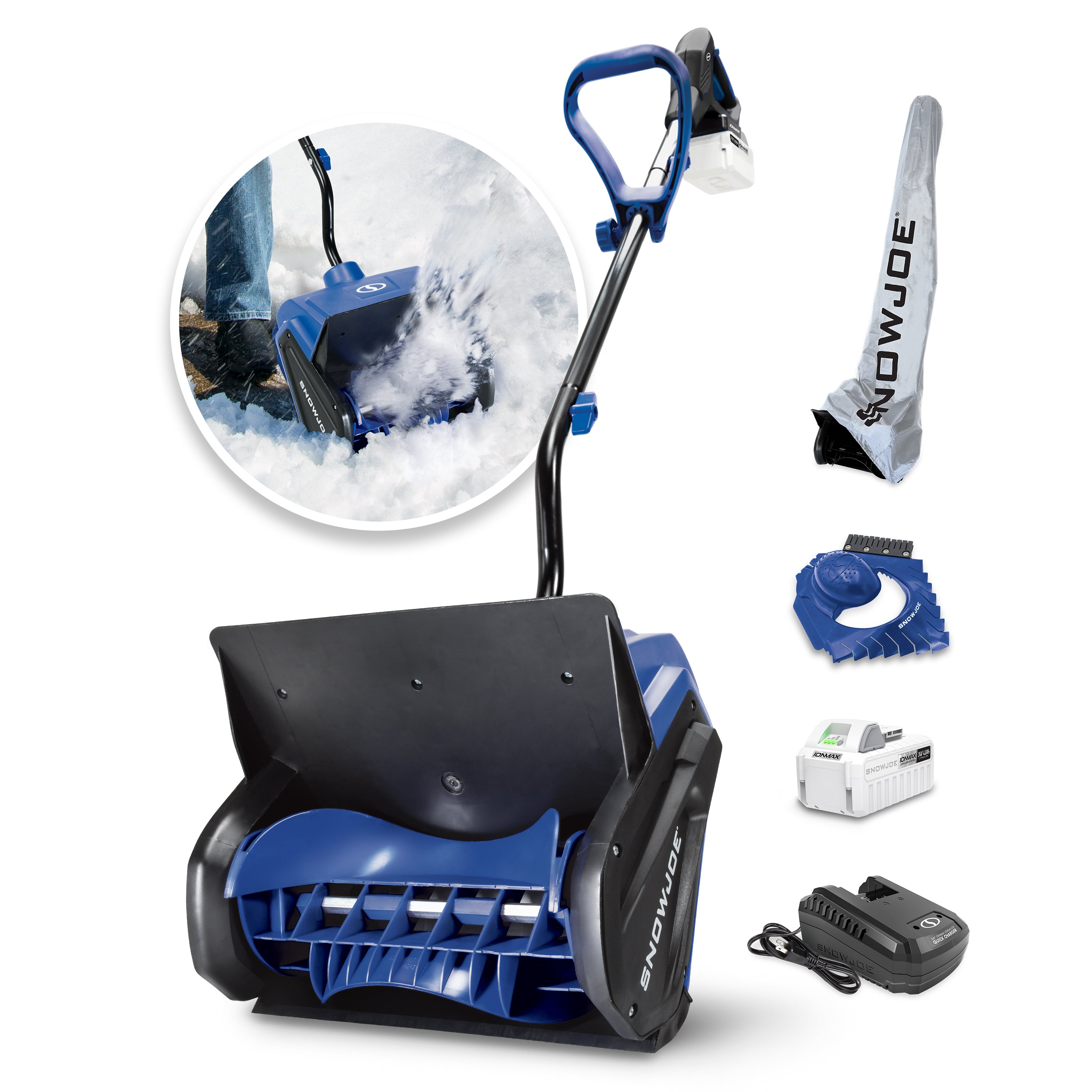 Snow Joe 24V-SS13-TV1 24-Volt* IONMAX Cordless Snow Shovel Bundle | W/ 4.0-Ah Battery, Charger, Cover, Ice Scraper and Extended Warranty