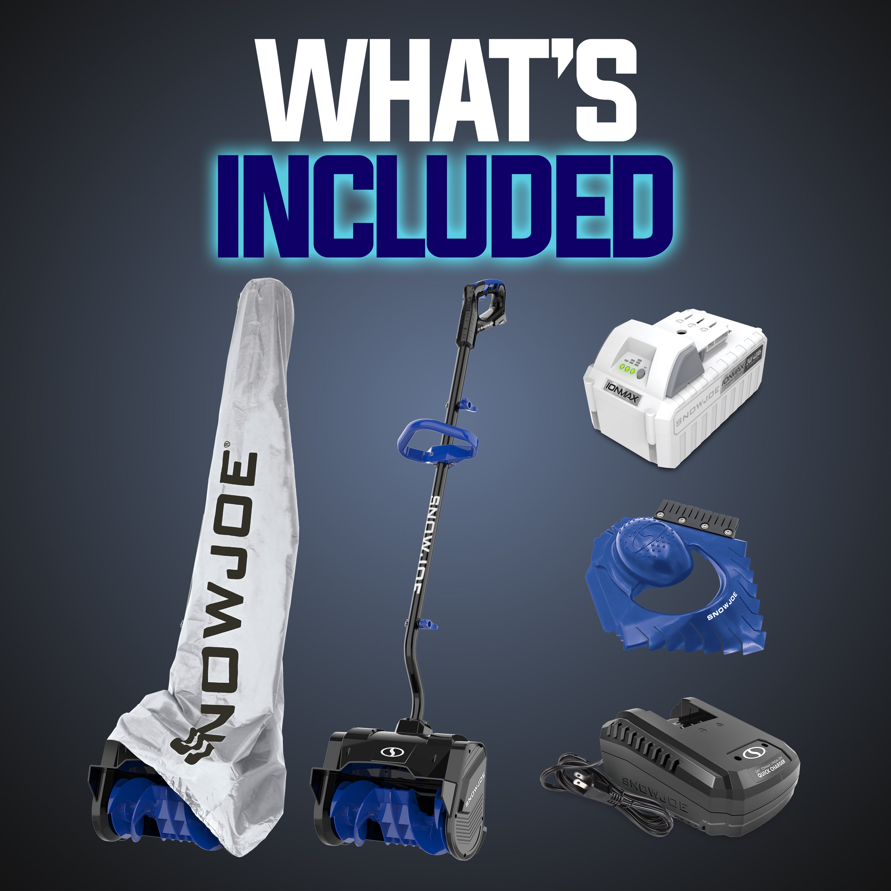 Snow Joe 24-Volt* IONMAX Cordless Snow Shovel Bundle | W/ 4.0-Ah Battery, Charger, Cover, Ice Scraper and Extended Warranty | CUT THE CORD®