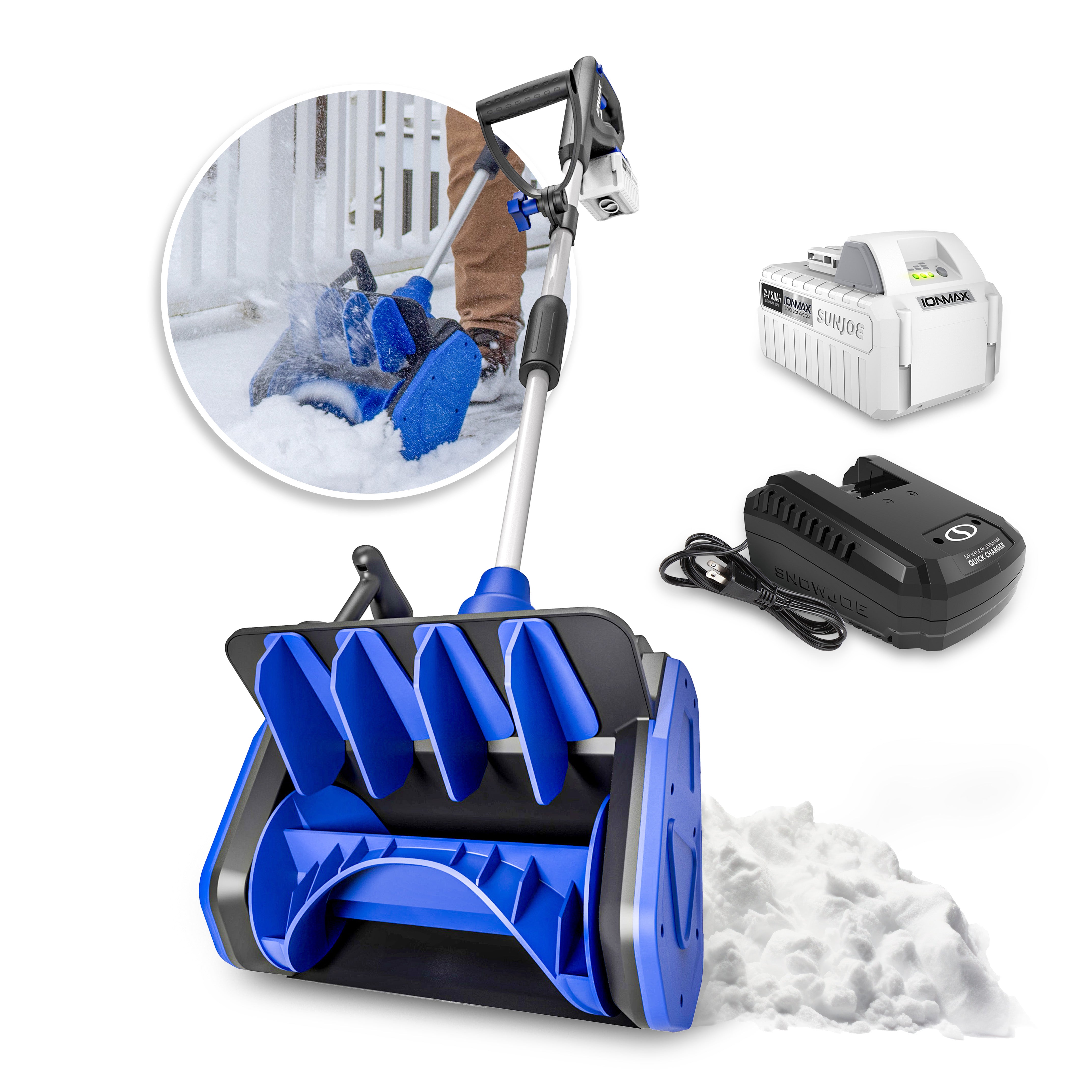 Snow Joe 24V-SS13.5-XR-SJB 24-Volt* IONMAX Cordless Snow Shovel Kit | 13.5 Inch | W/ 5.0-Ah Battery and Charger | Directional Control