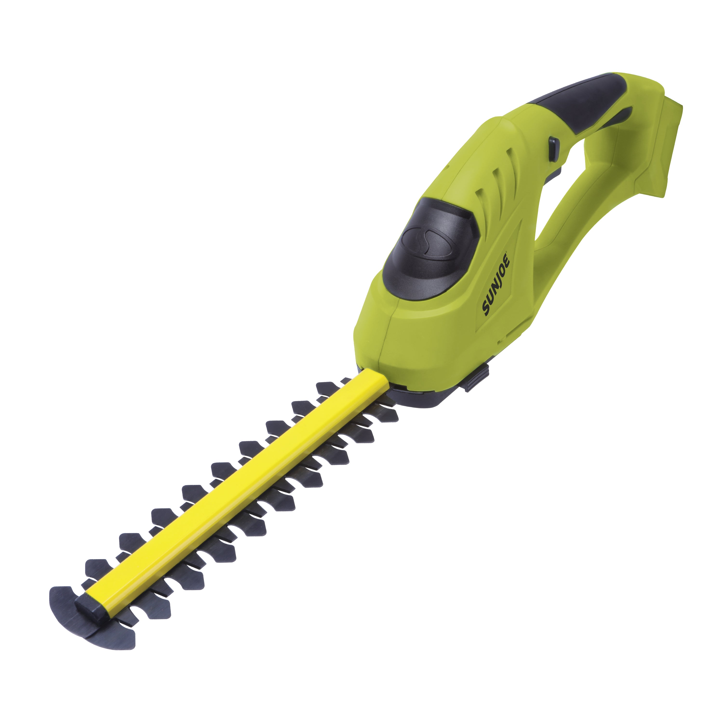 Sun Joe 24-volt Cordless handheld shrubber and trimmer.