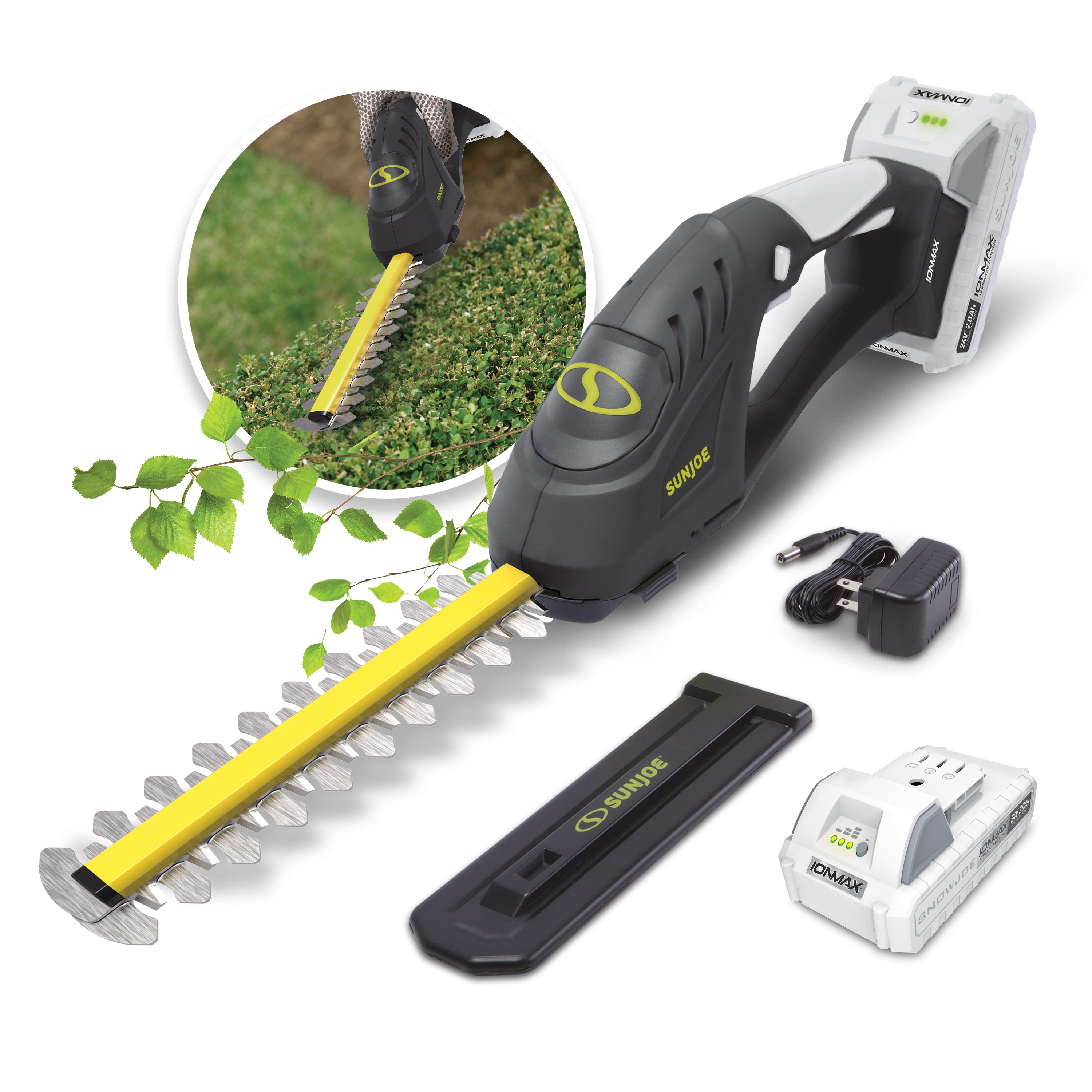 Sun Joe 24V-SSEG-LTE 24-Volt* IONMAX Cordless Handheld Shrubber + Trimmer Kit | W/ 2.0-Ah Battery + Charger