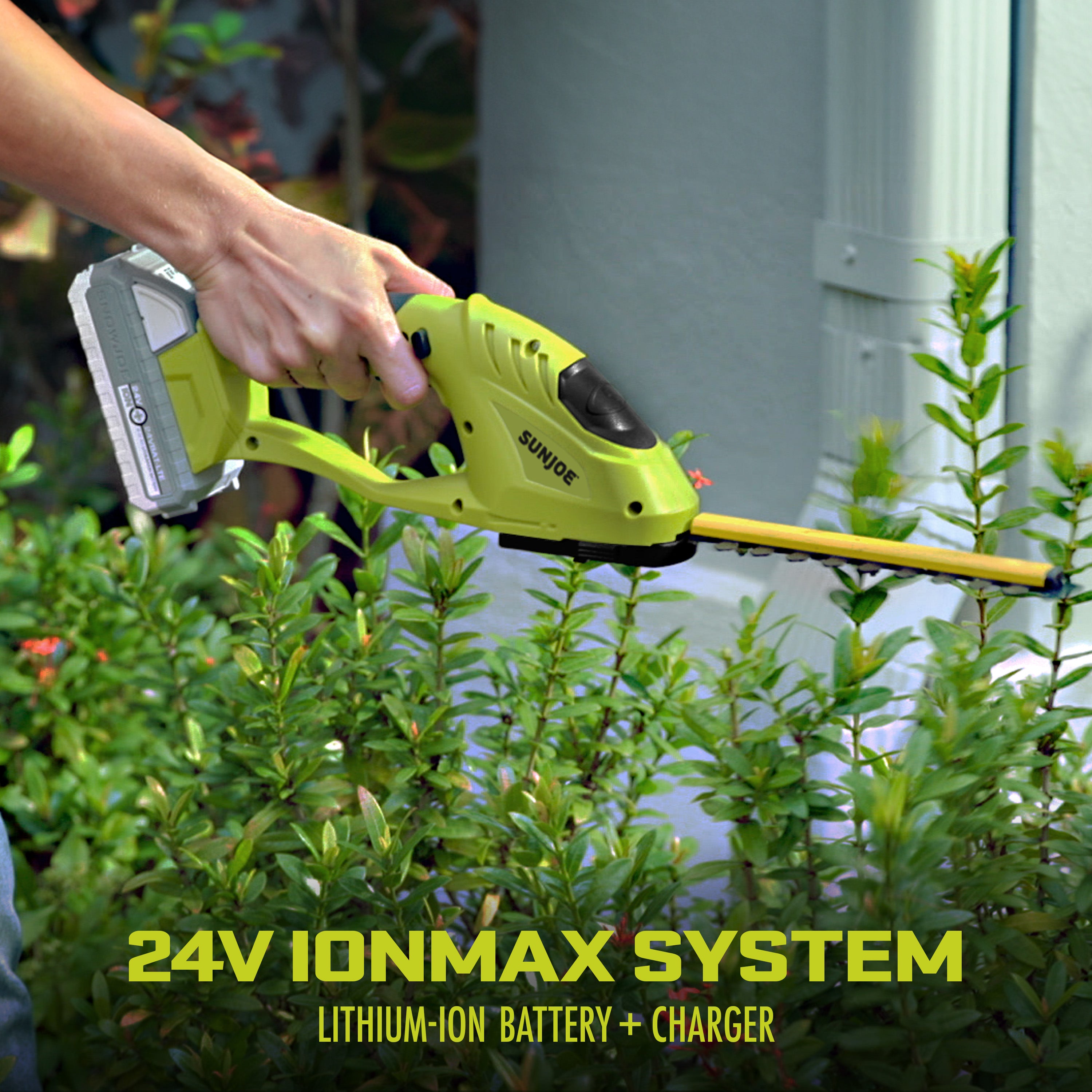 Sun Joe 24V-HT-PRN-LTE 24-Volt* Cordless Handheld Hedger + Pruner | W/ 2.0-Ah Battery + Charger